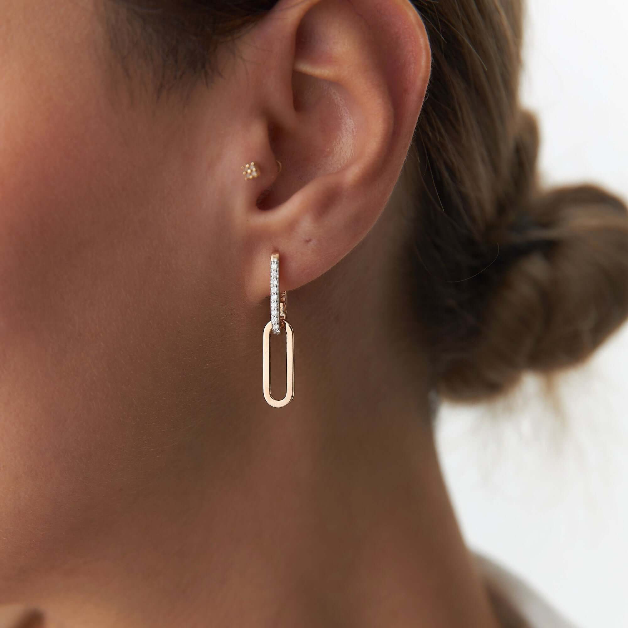 Pırlanta Link Halka Küpe