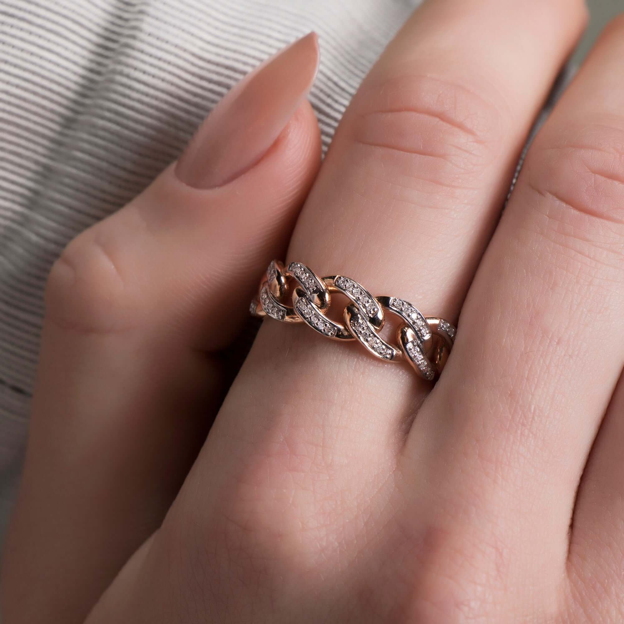 Pırlanta Modern Cuban Zincir Yüzük