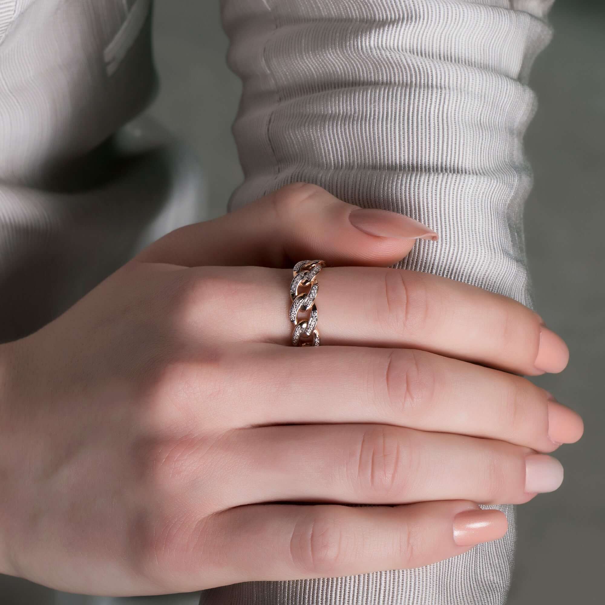 Pırlanta Modern Cuban Zincir Yüzük