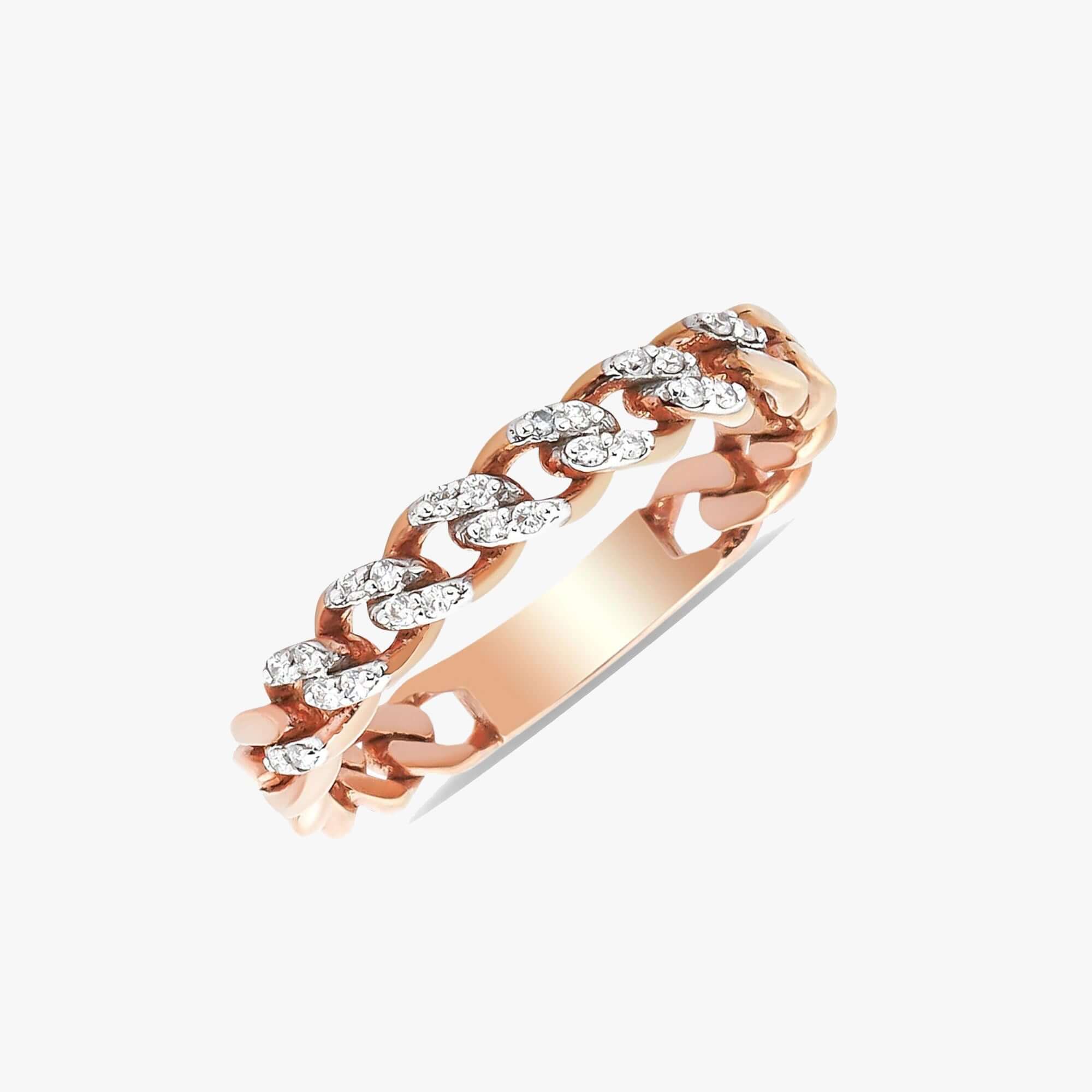 Mini Pırlanta Zincir Yüzük / Mini Cuban