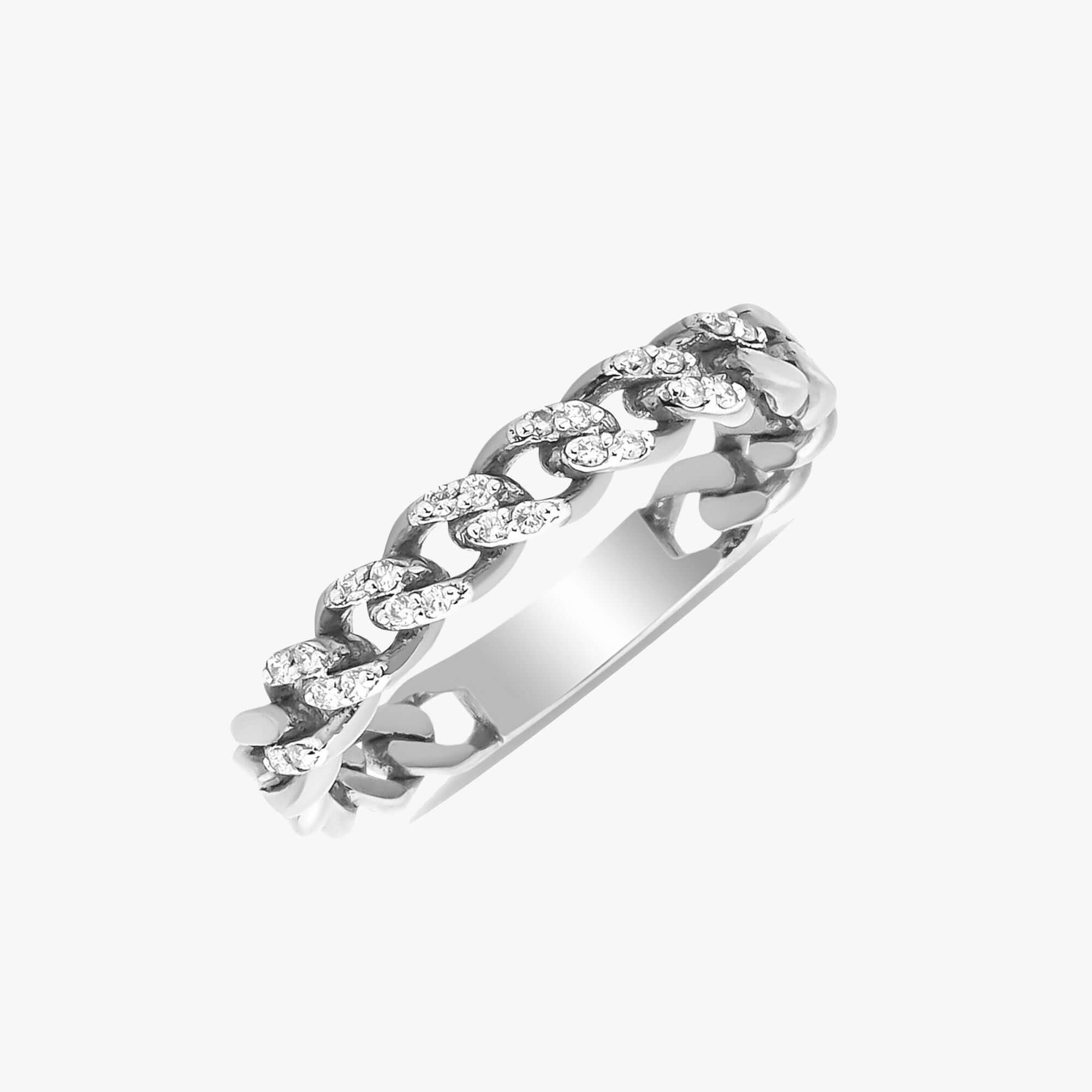 Mini Pırlanta Zincir Yüzük / Mini Cuban