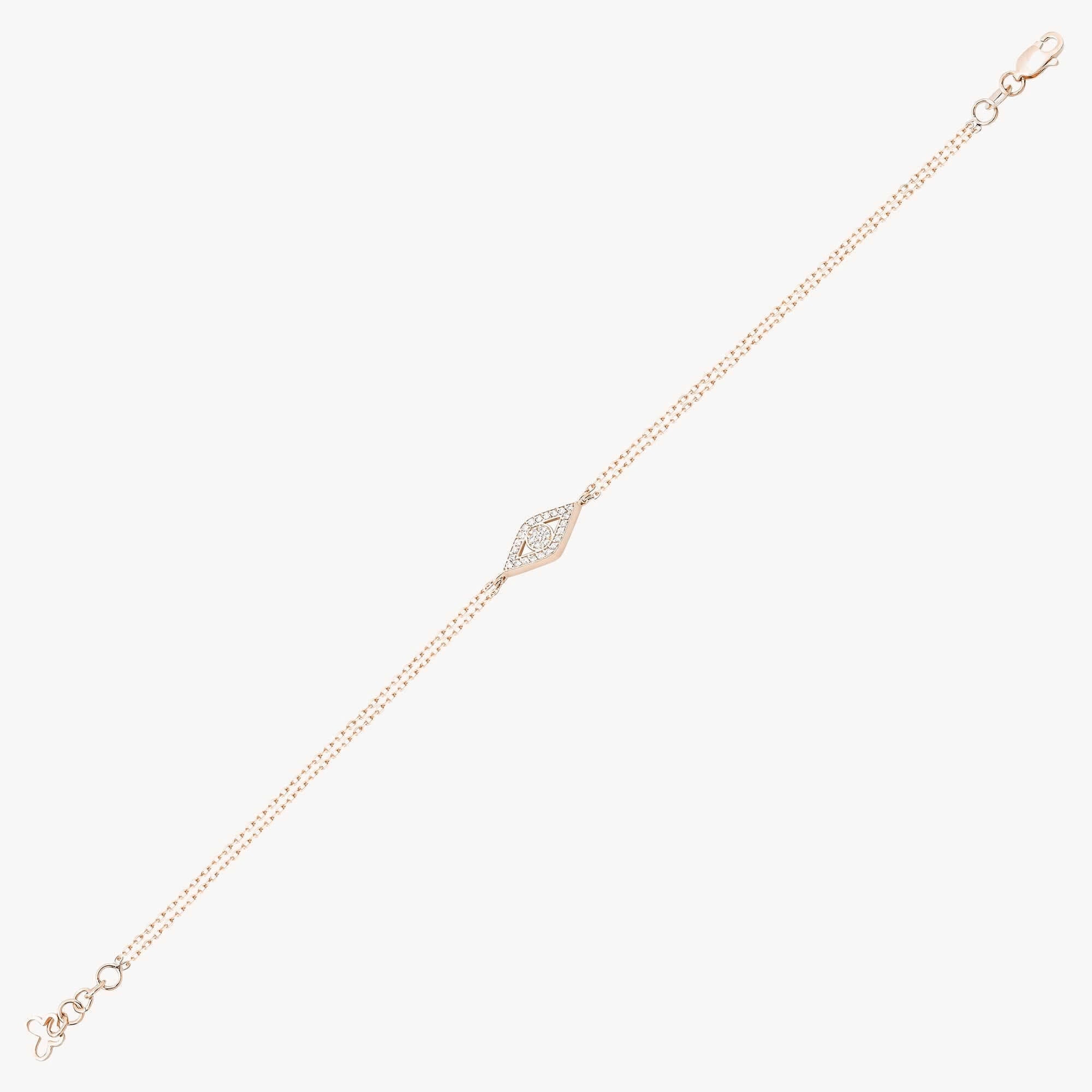 Çift Zincirli Pırlanta Nazar Bileklik