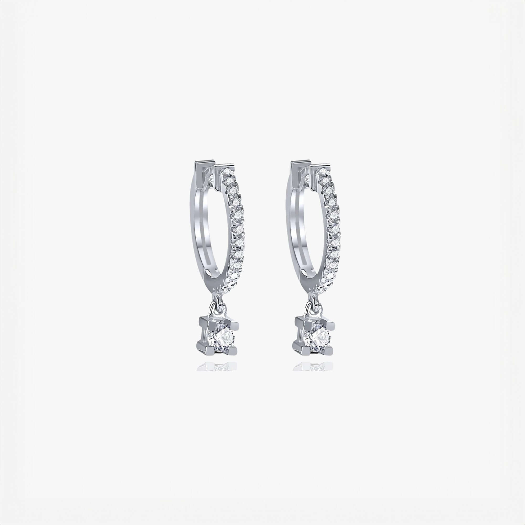 Minimal Pırlanta Sallantılı Halka Küpe