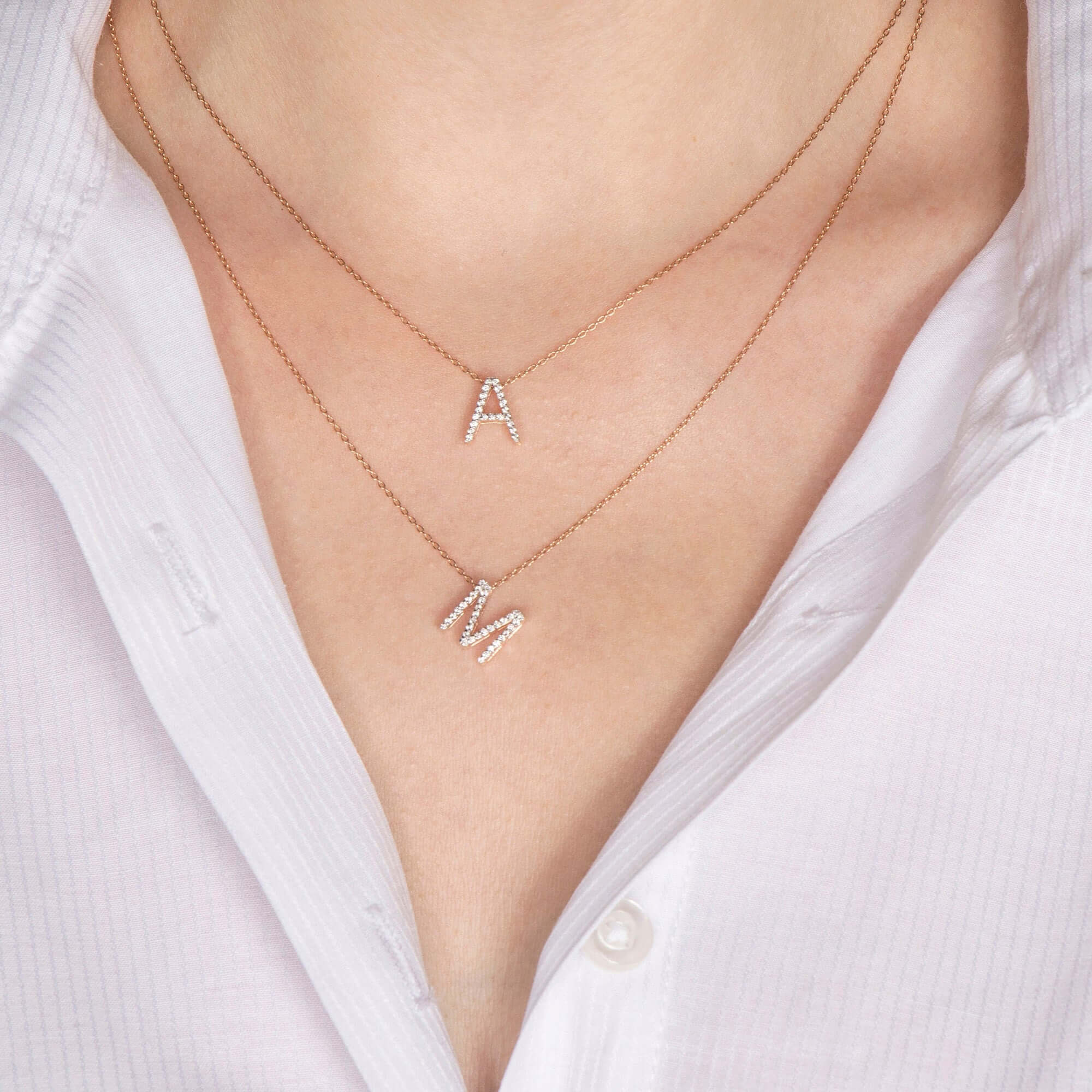 Pırlanta 3 Boyutlu Harf Kolye