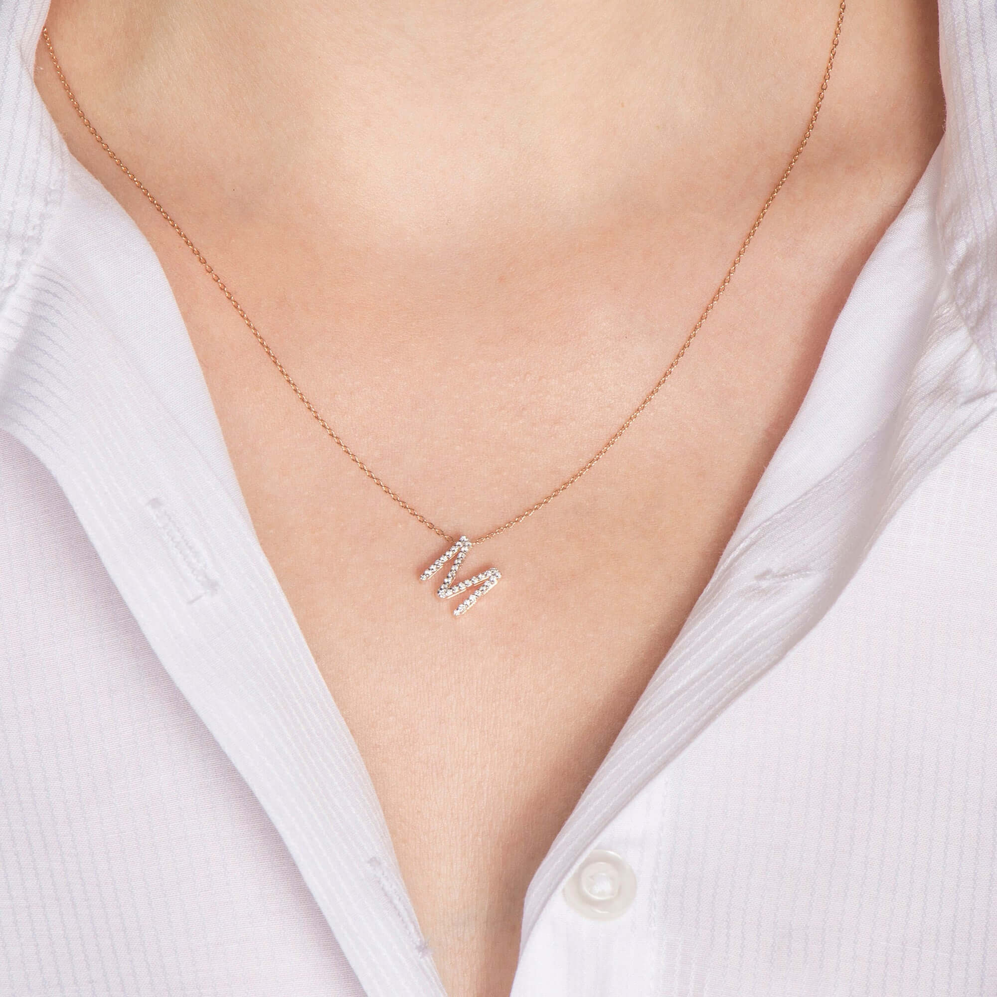 Pırlanta 3 Boyutlu Harf Kolye