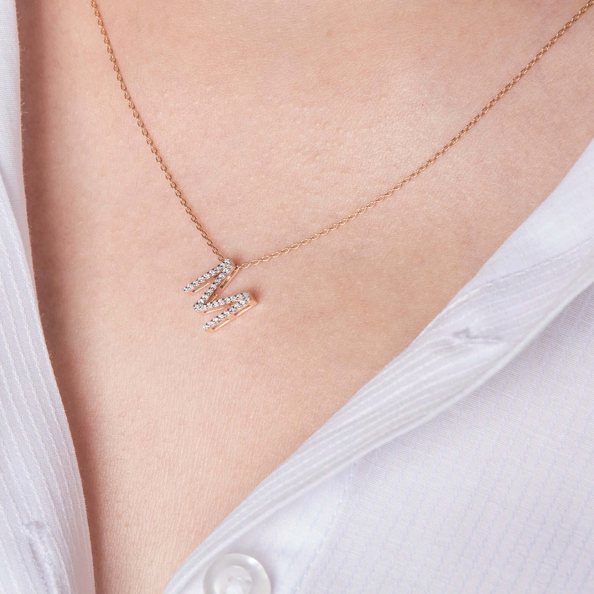 Pırlanta 3 Boyutlu Harf Kolye