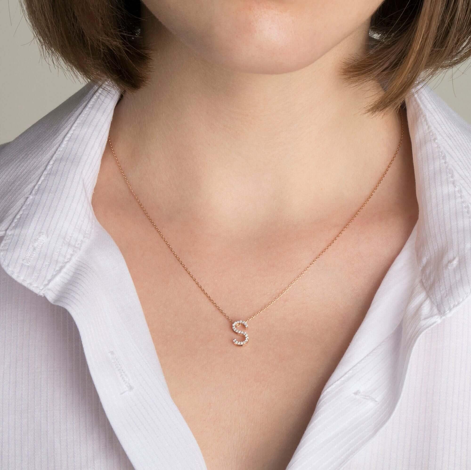 Pırlanta 3 Boyutlu Harf Kolye