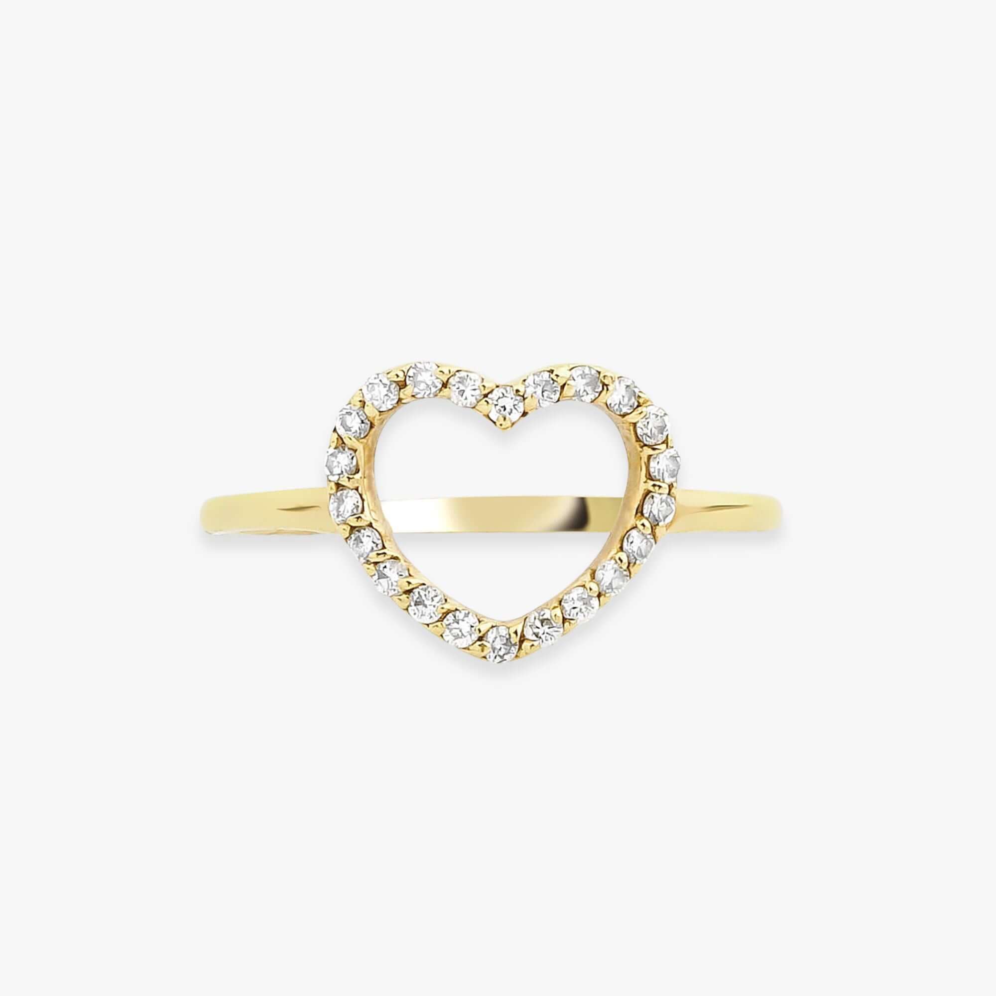 Pırlanta Açık Kalp Yüzük