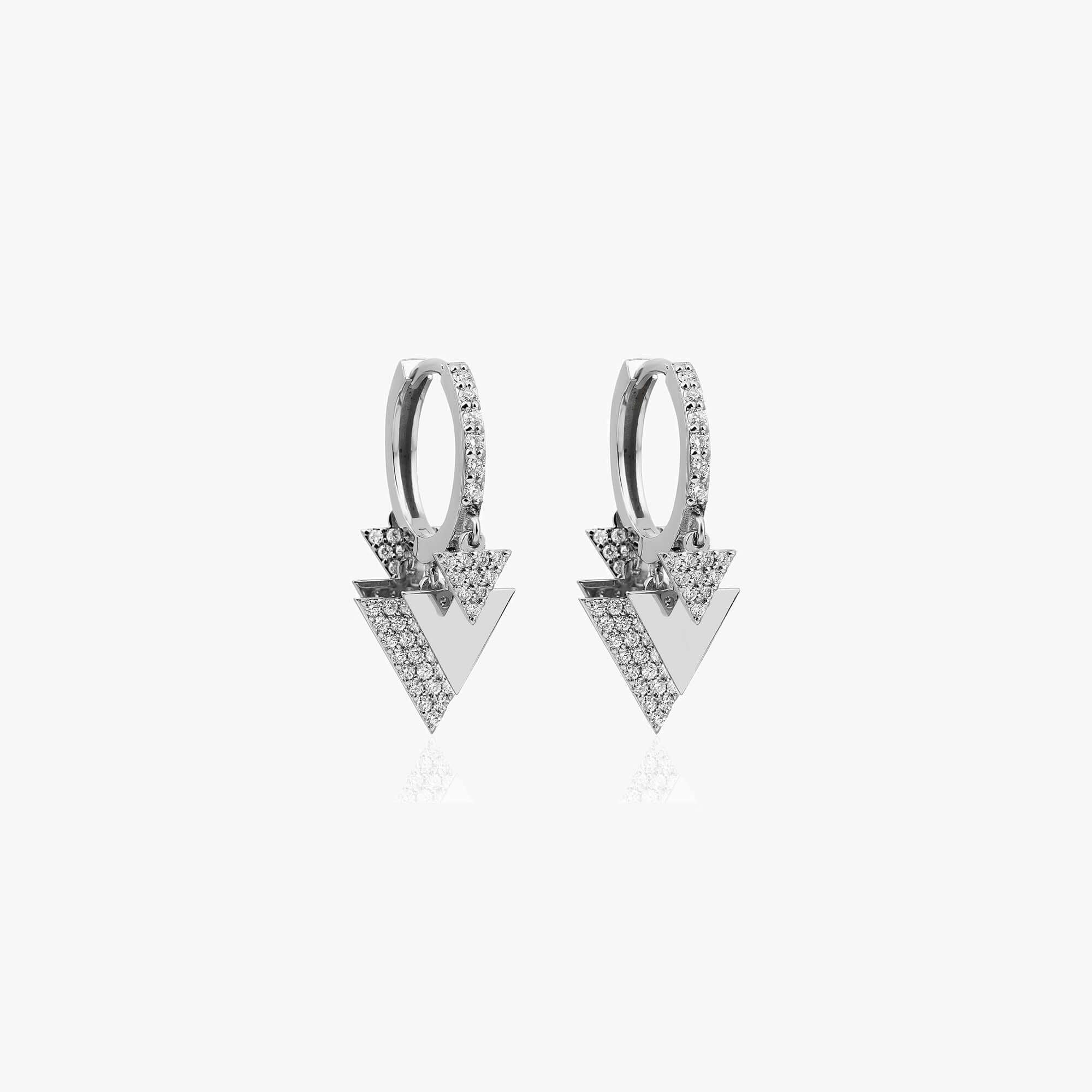 Pırlanta Üçgen Sallantılı Halka Küpe / Diamond Triangles