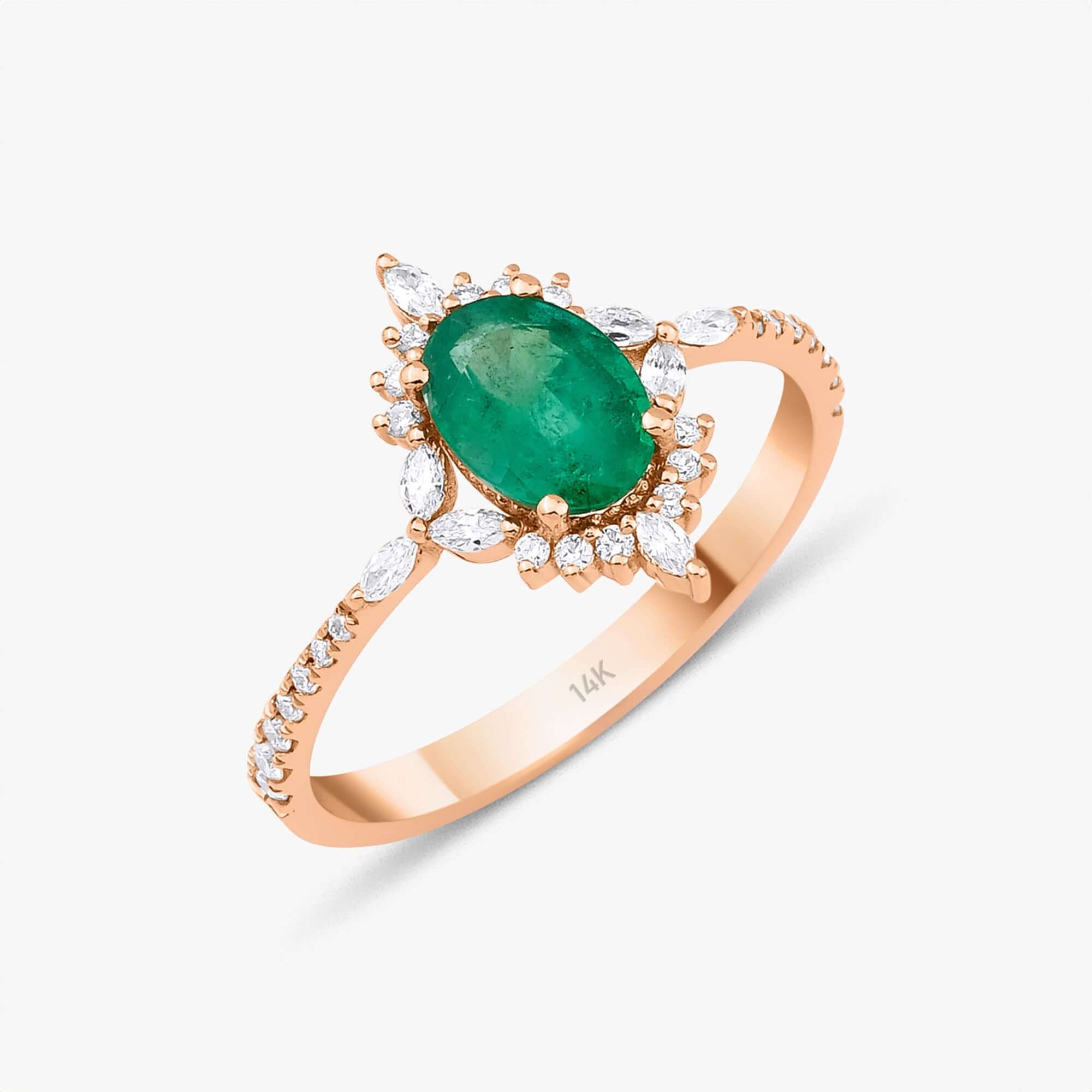 Pırlantalı Oval Kesim Zümrüt Yüzük / Emerald Princess