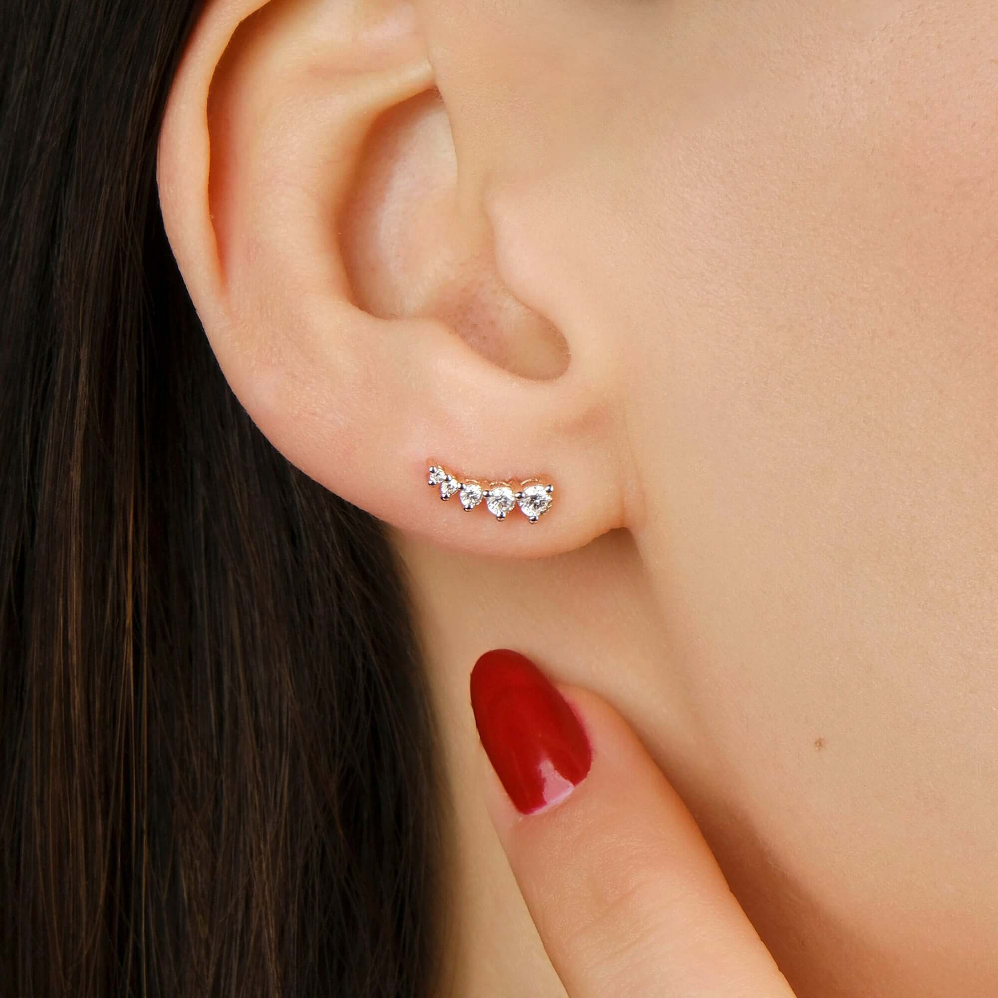 Minimal Pırlanta Kuyruklu Yıldız Küpe / Mini Diamond Comet