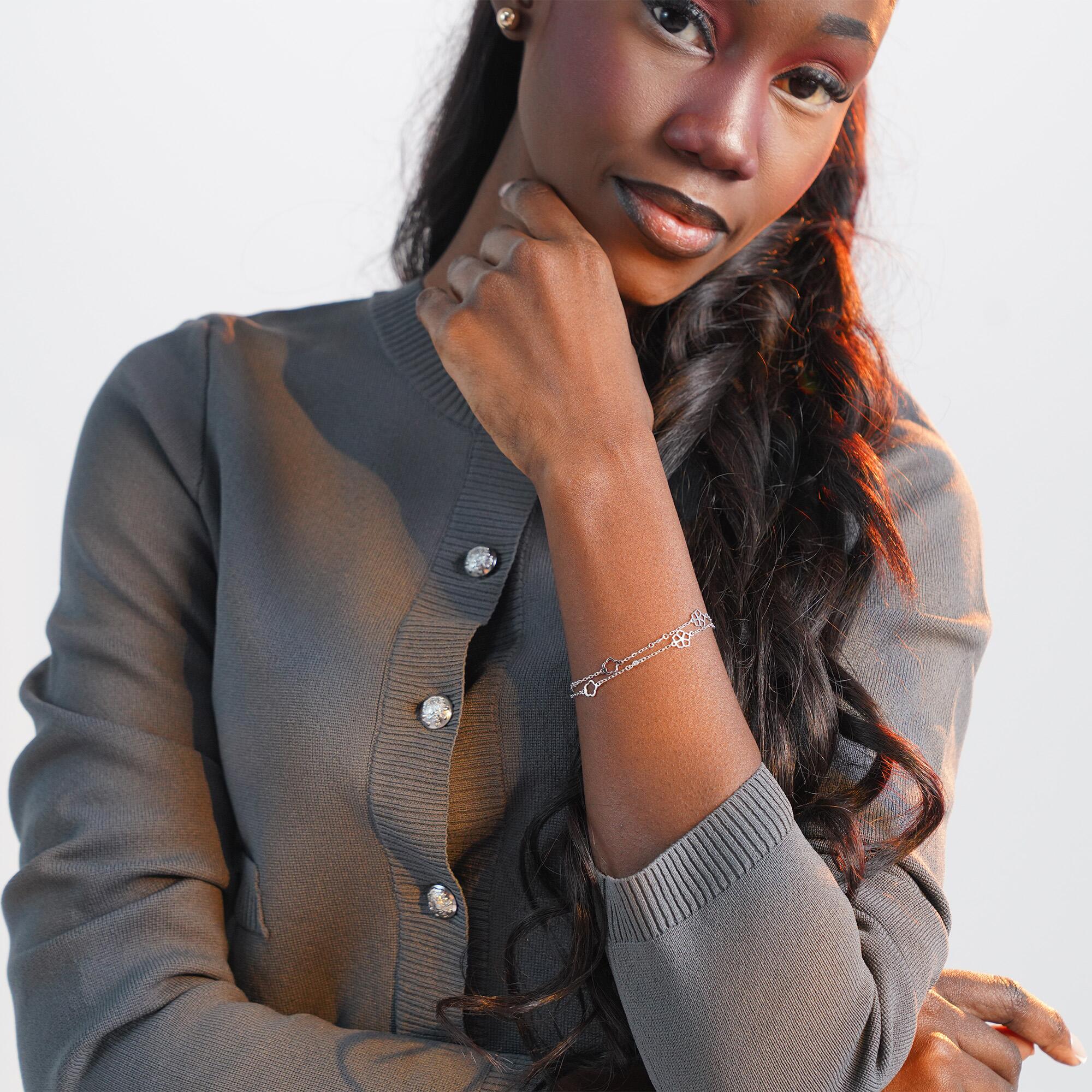 Çift Zincirli Pırlanta Çiçek Bileklik / FLORA DIAMOND