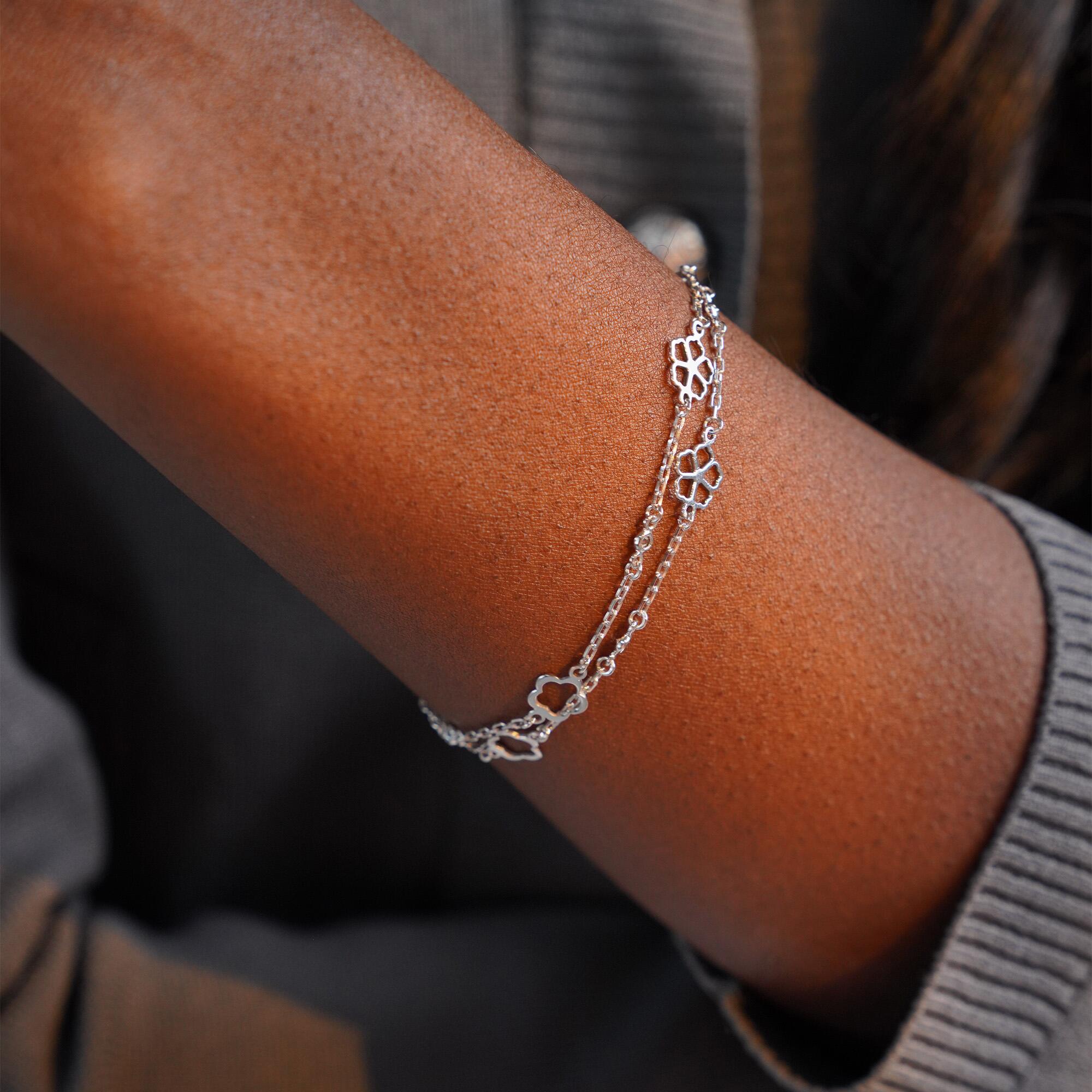 Çift Zincirli Pırlanta Çiçek Bileklik / FLORA DIAMOND