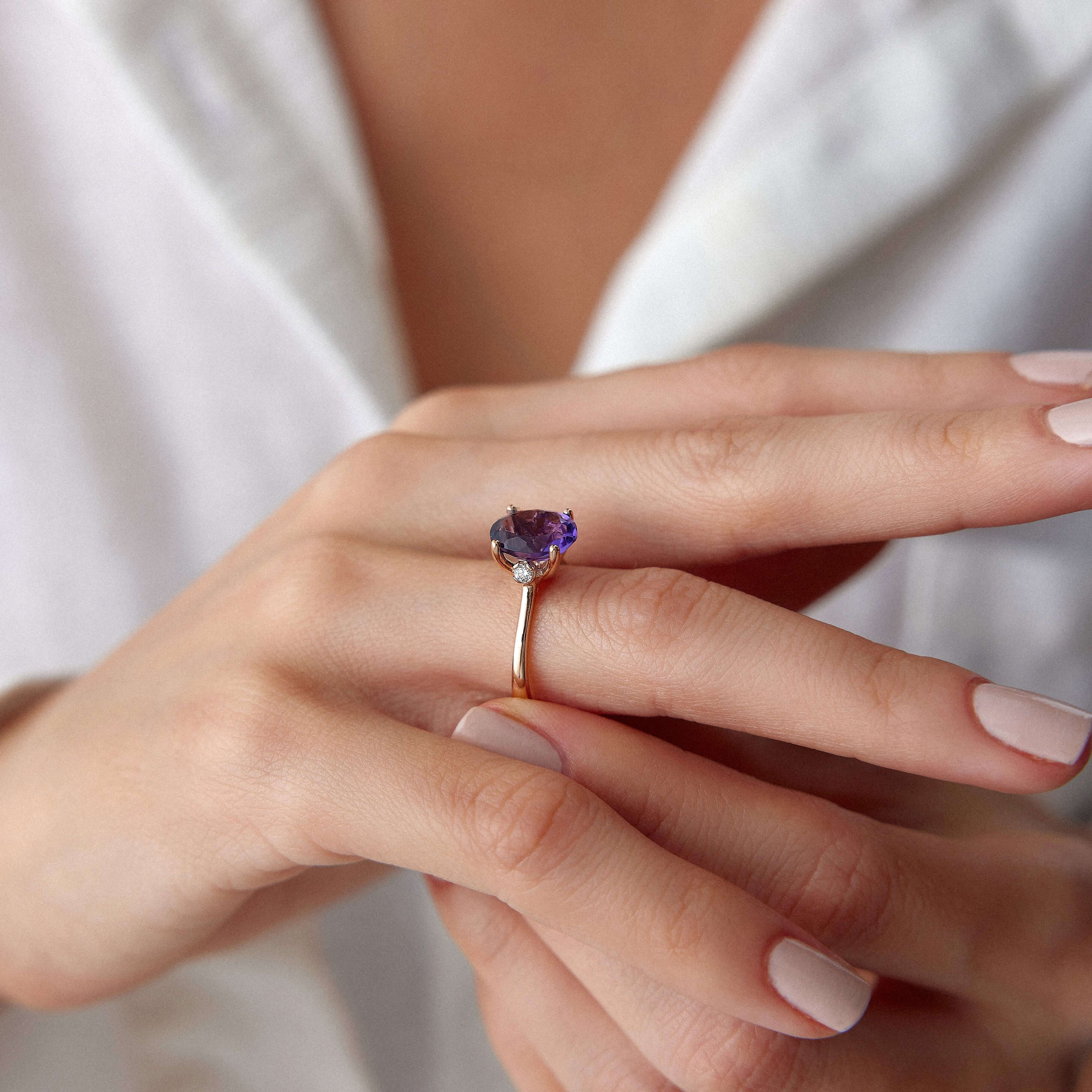 Ametist ve Pırlanta Kokteyl Yüzük / Timeless Purple