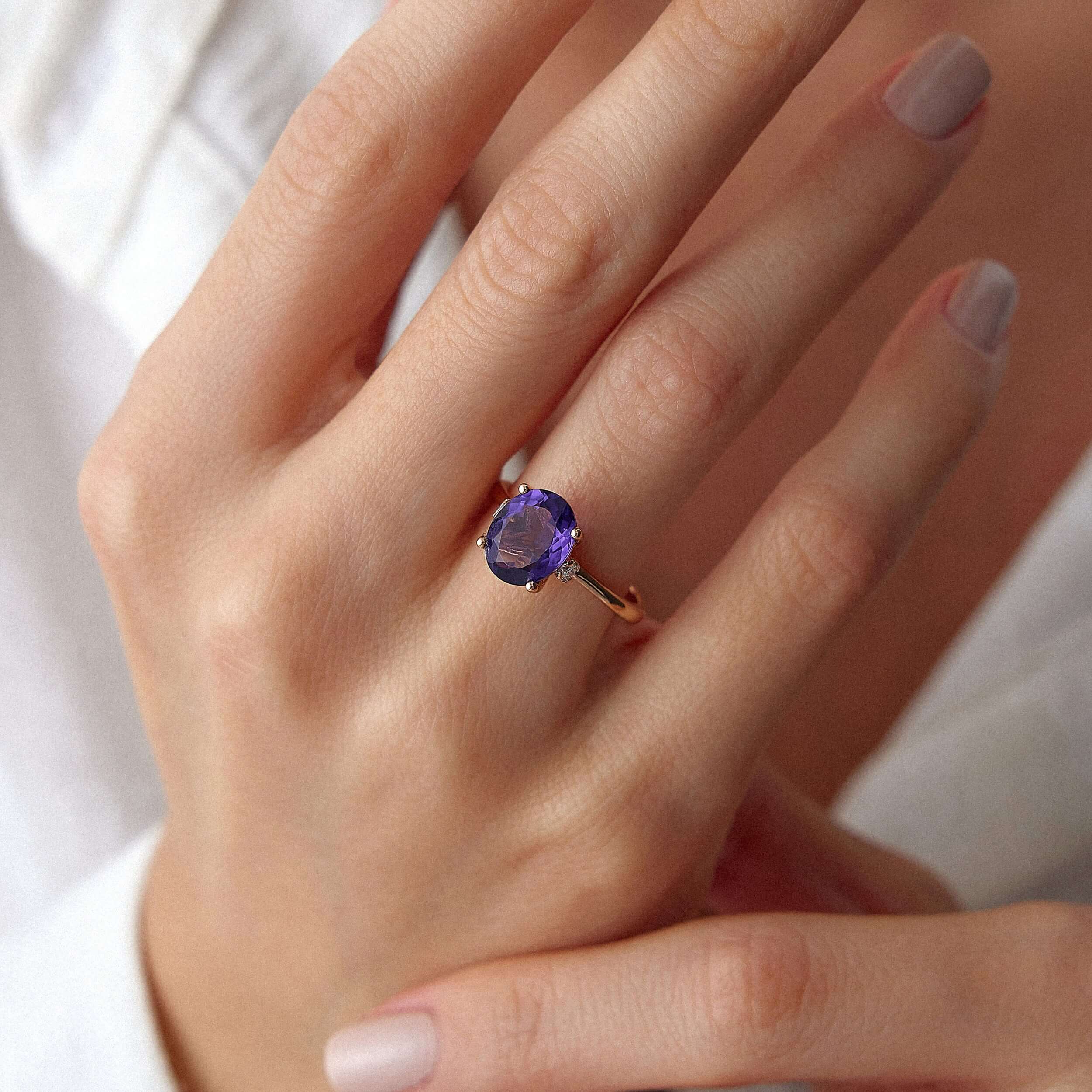 Ametist ve Pırlanta Kokteyl Yüzük / Timeless Purple