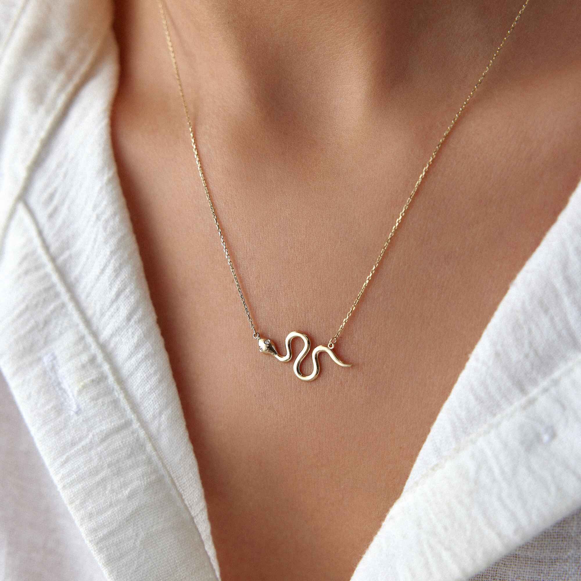 Minimal Yılan Kolye / Mini Golden Snake