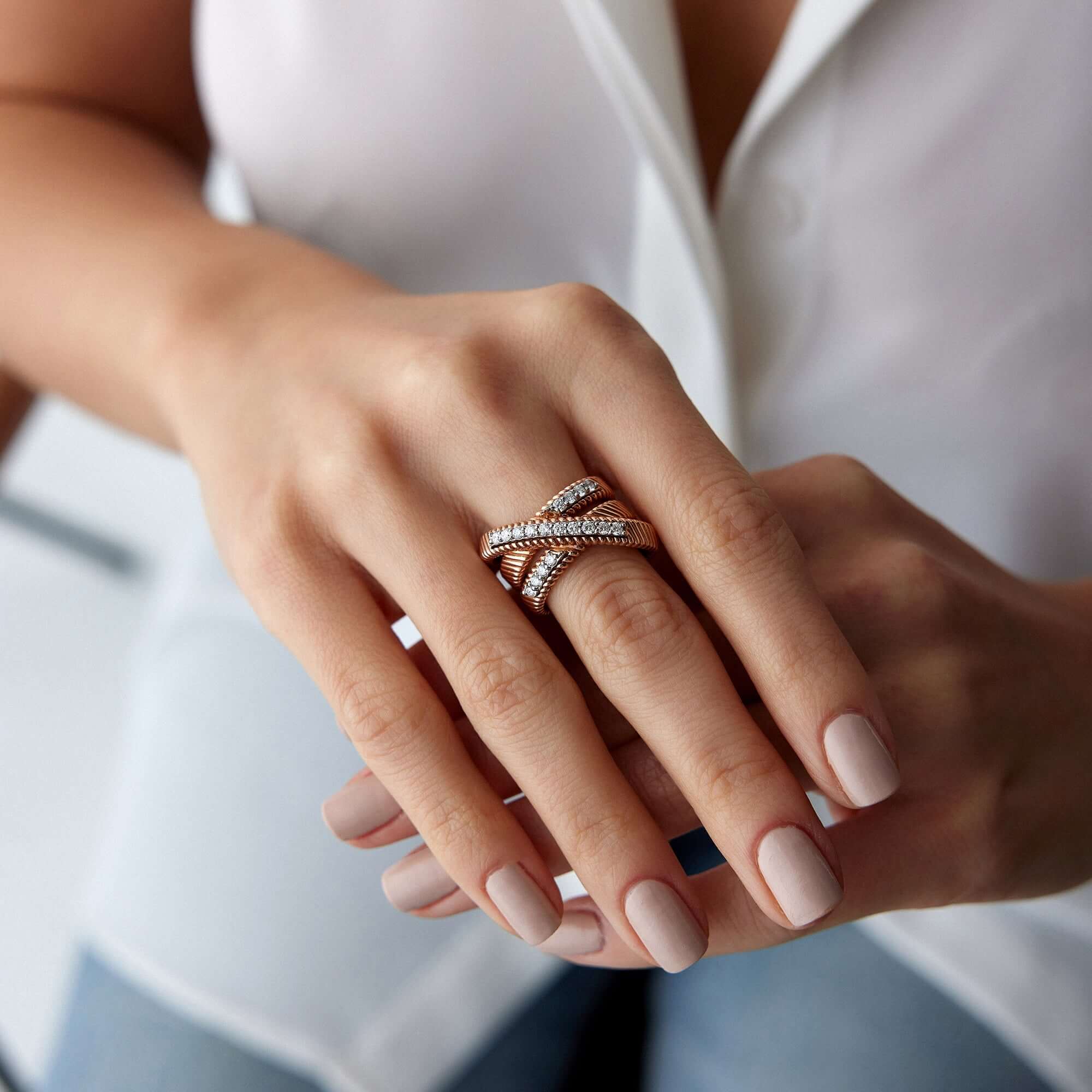 Çapraz Yüzük / Diamond Crossover Ring