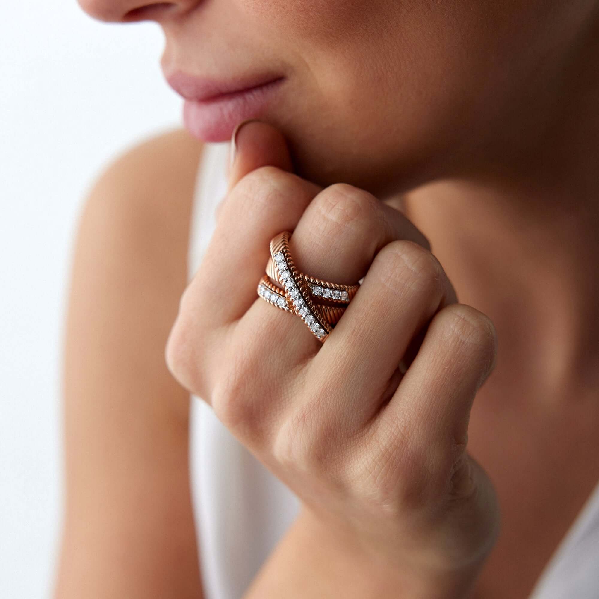 Çapraz Yüzük / Diamond Crossover Ring