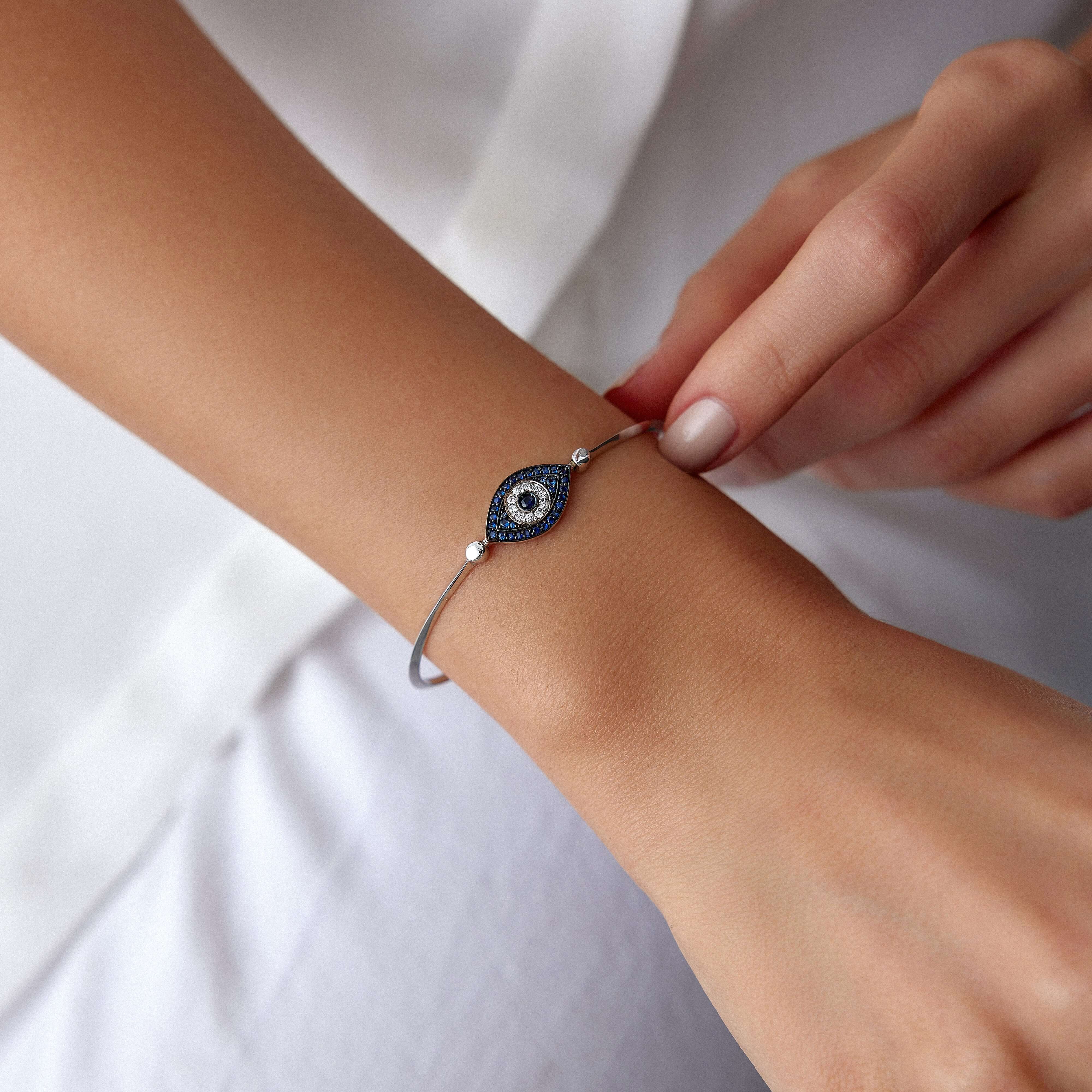 Safir ve Pırlanta Göz Bilezik / Blue Eye