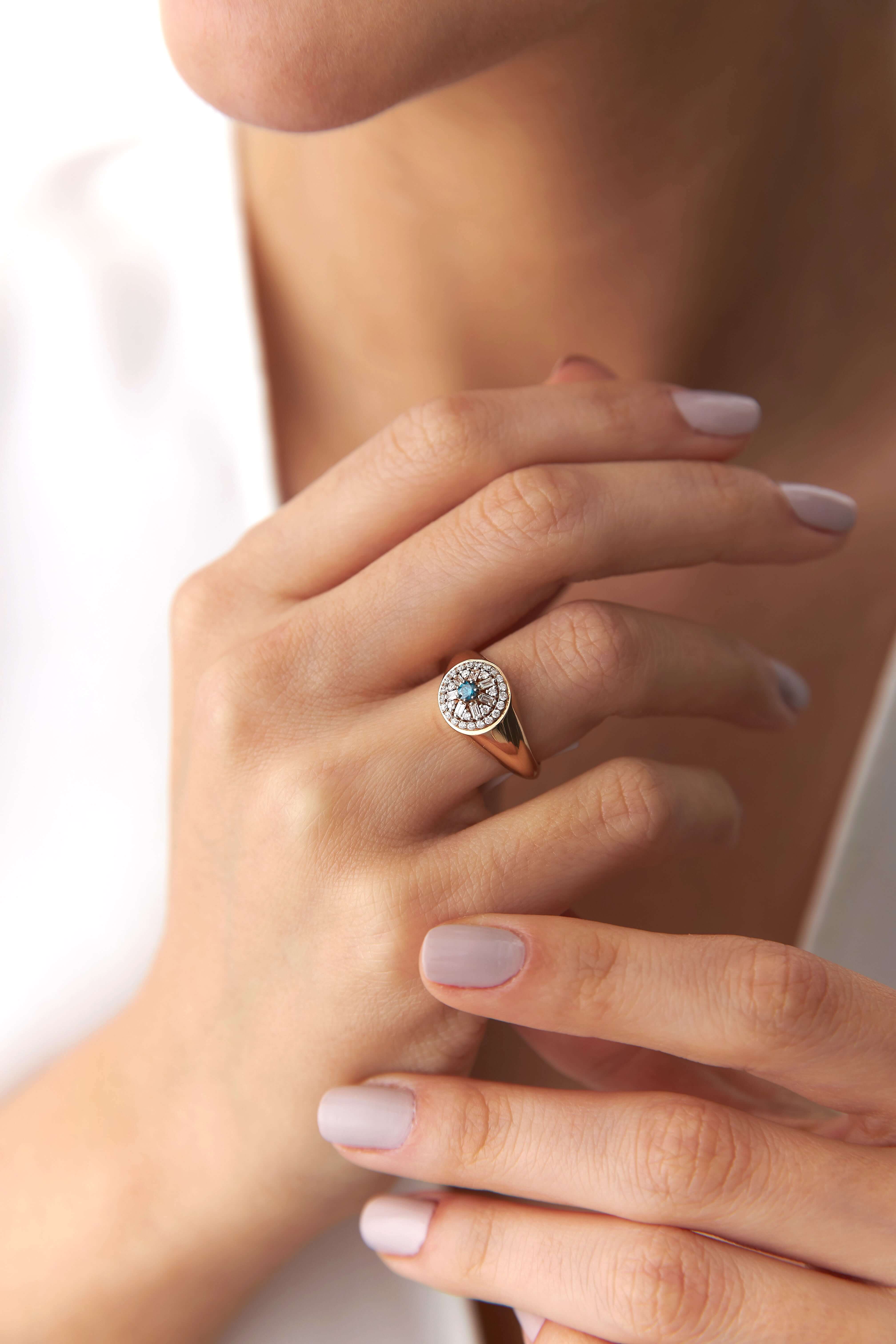 Kış Güneşi Mavi Pırlanta Yüzük / Winter Sun