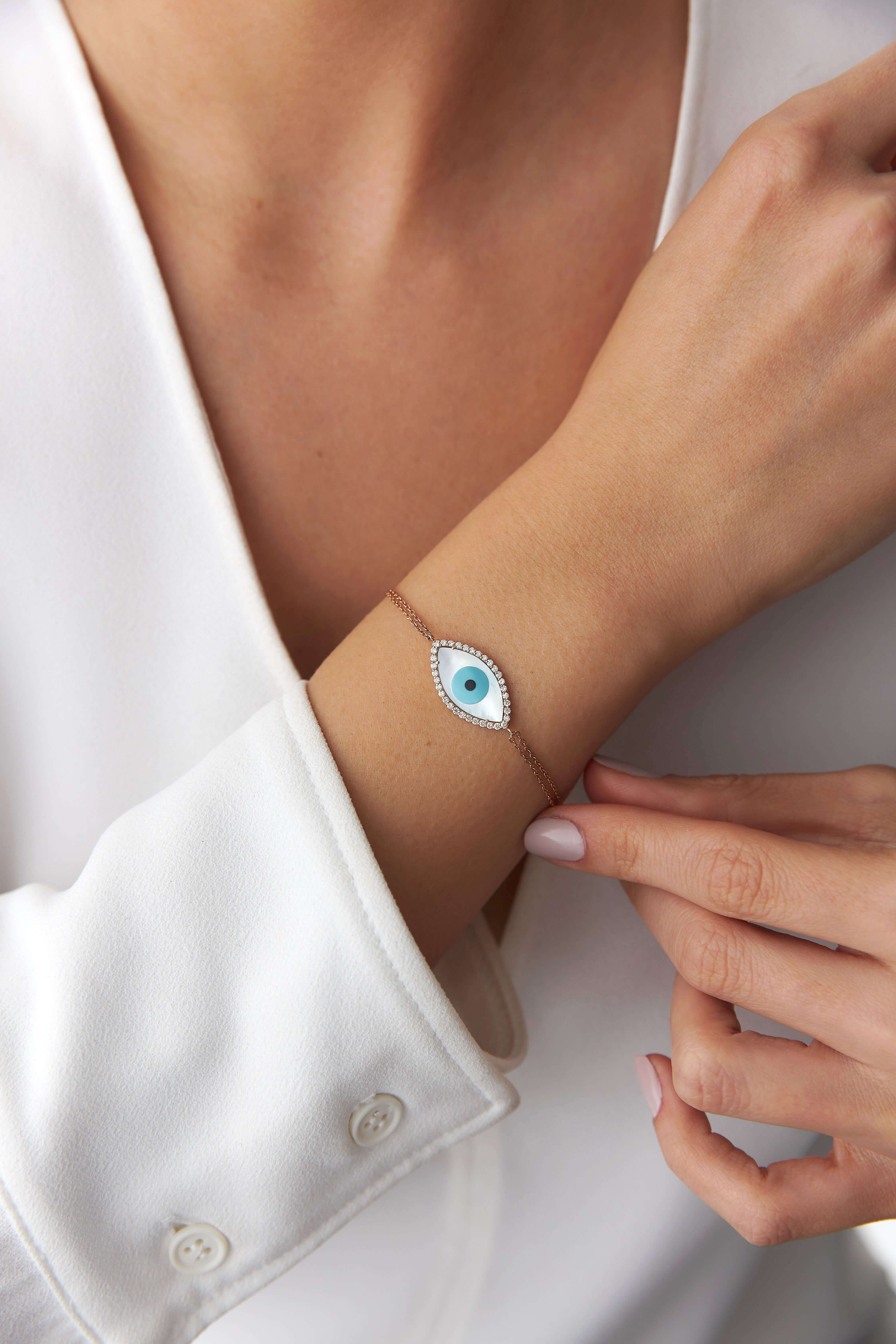 Pırlanta ve Sedef Badem Göz Bileklik