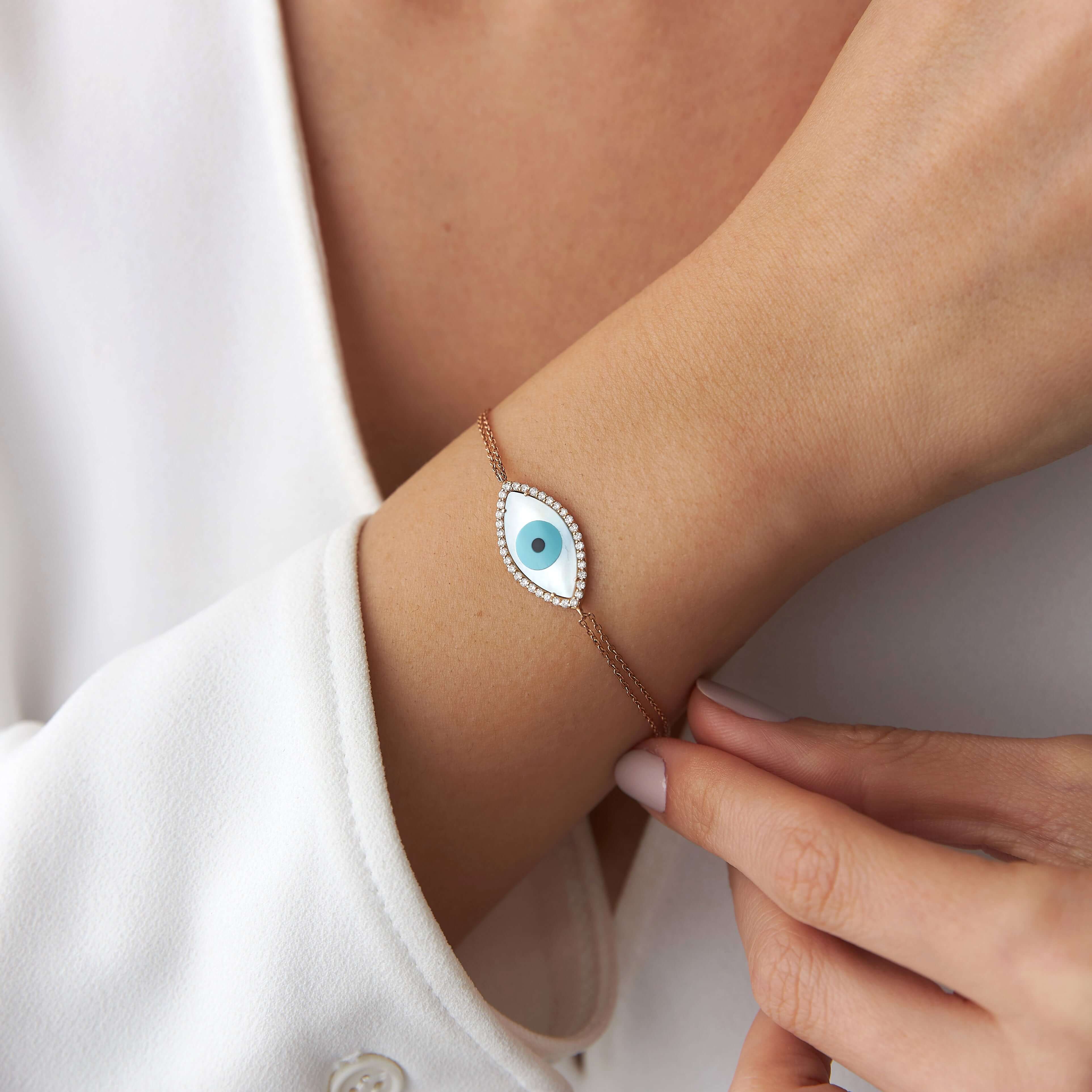 Pırlanta ve Sedef Badem Göz Bileklik