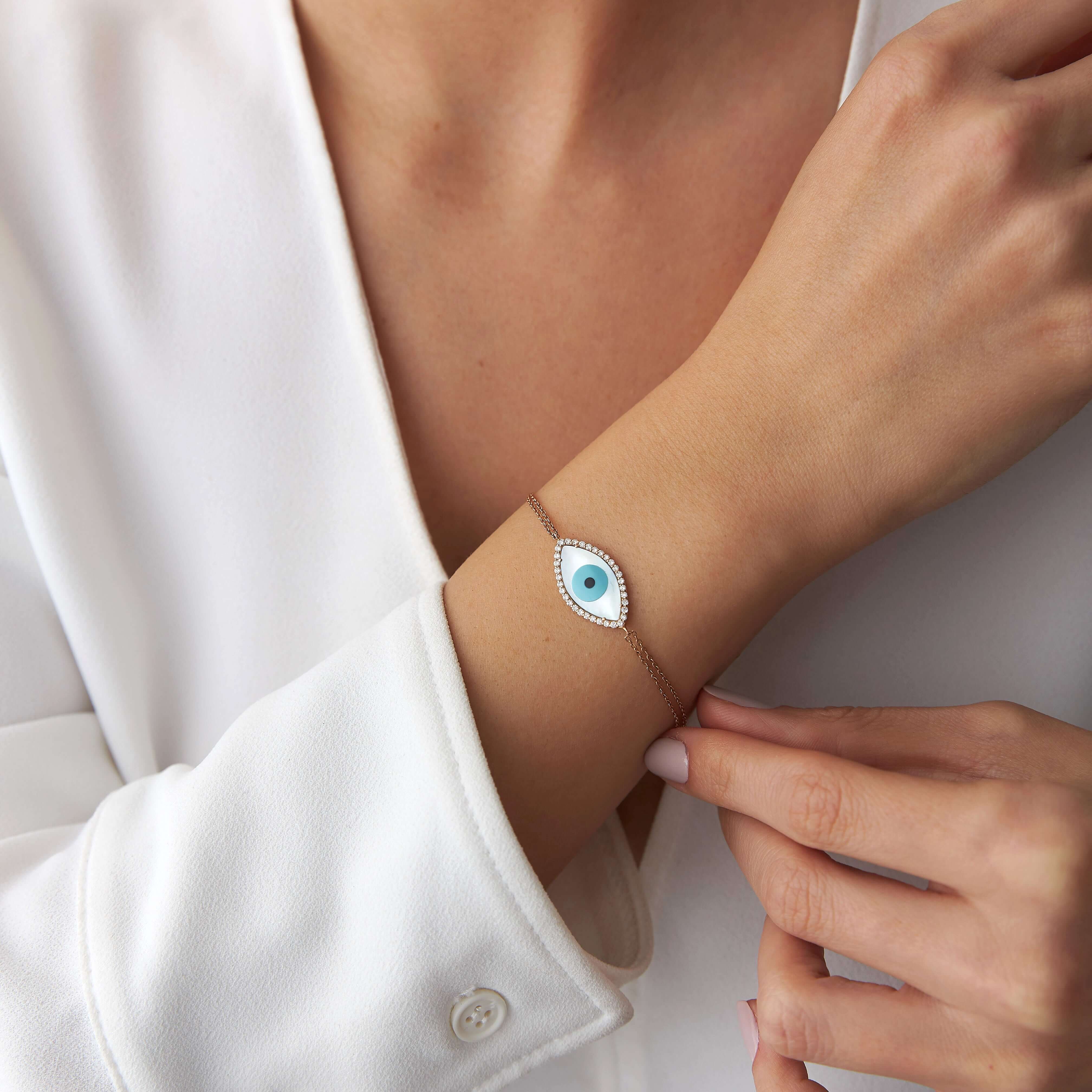 Pırlanta ve Sedef Badem Göz Bileklik