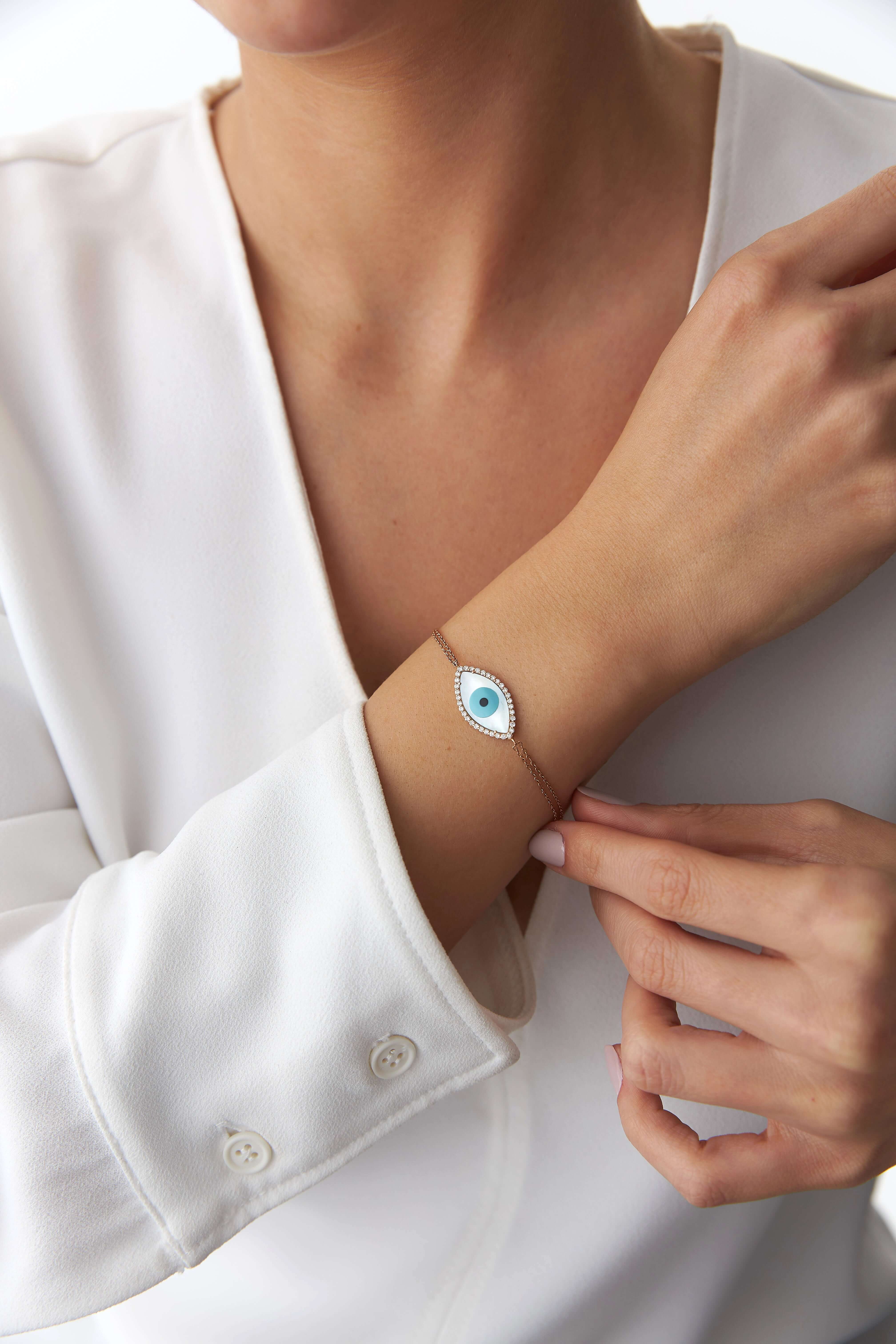 Pırlanta ve Sedef Badem Göz Bileklik