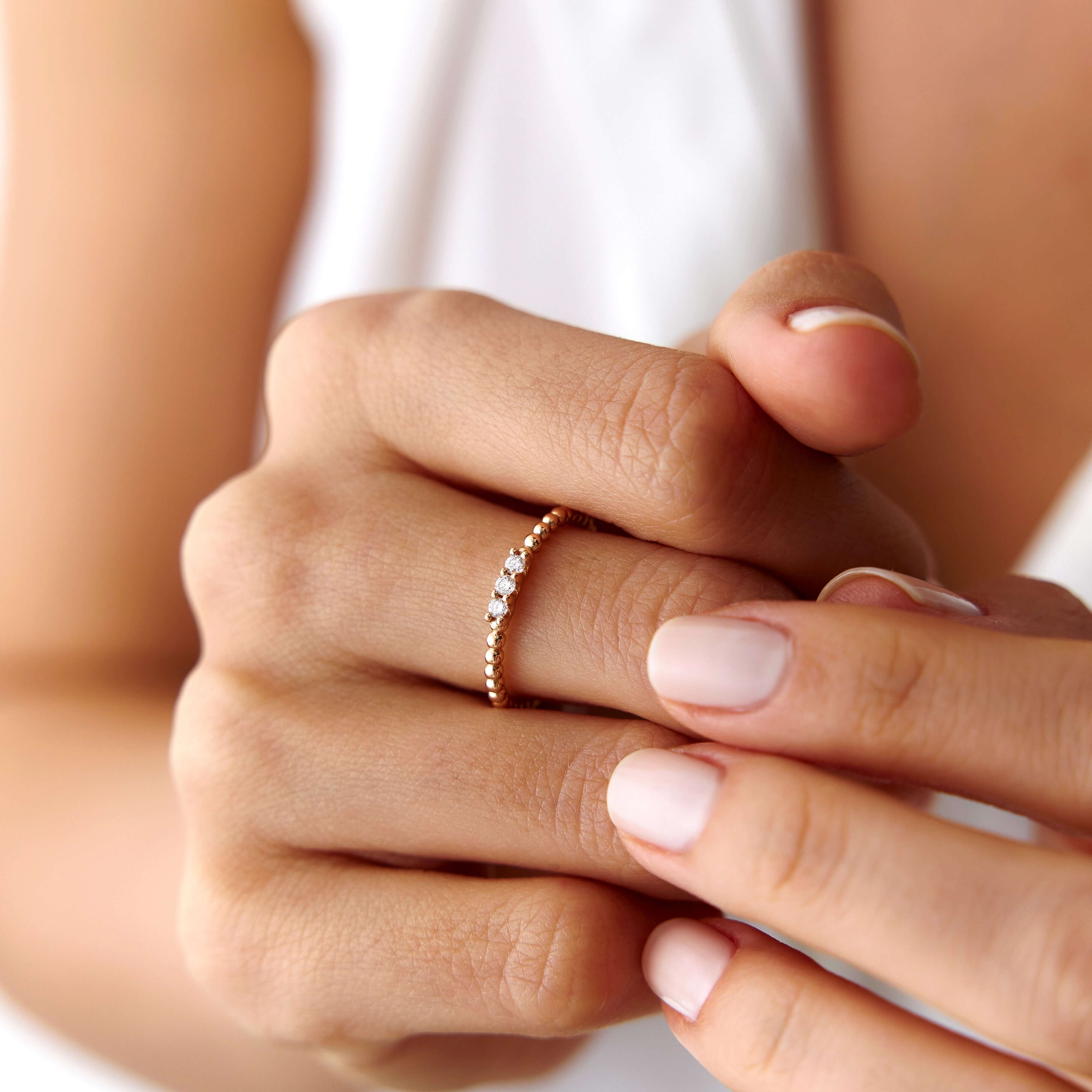 3 Pırlantalı Minimal Yüzük / The 3 Diamonds