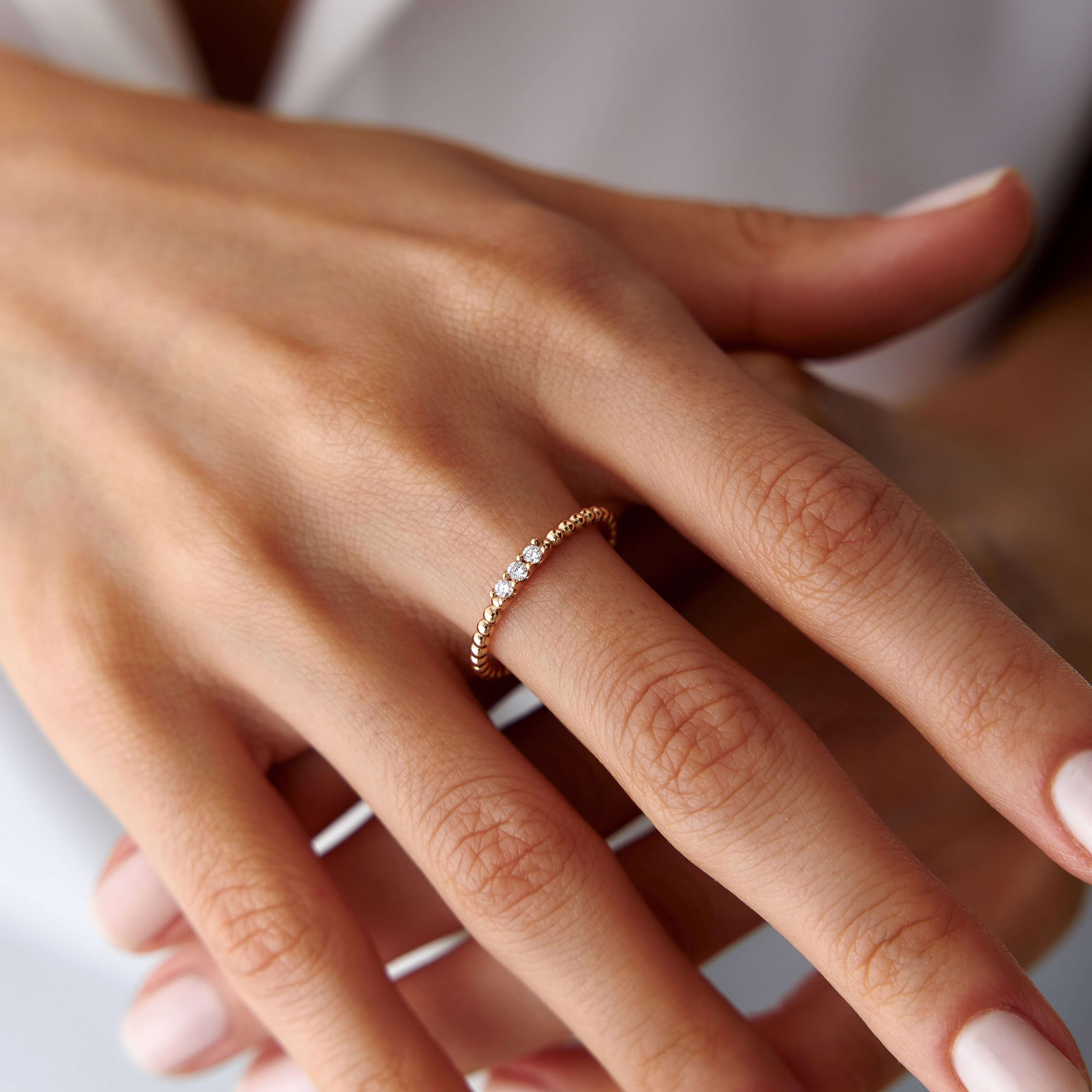 3 Pırlantalı Minimal Yüzük / The 3 Diamonds