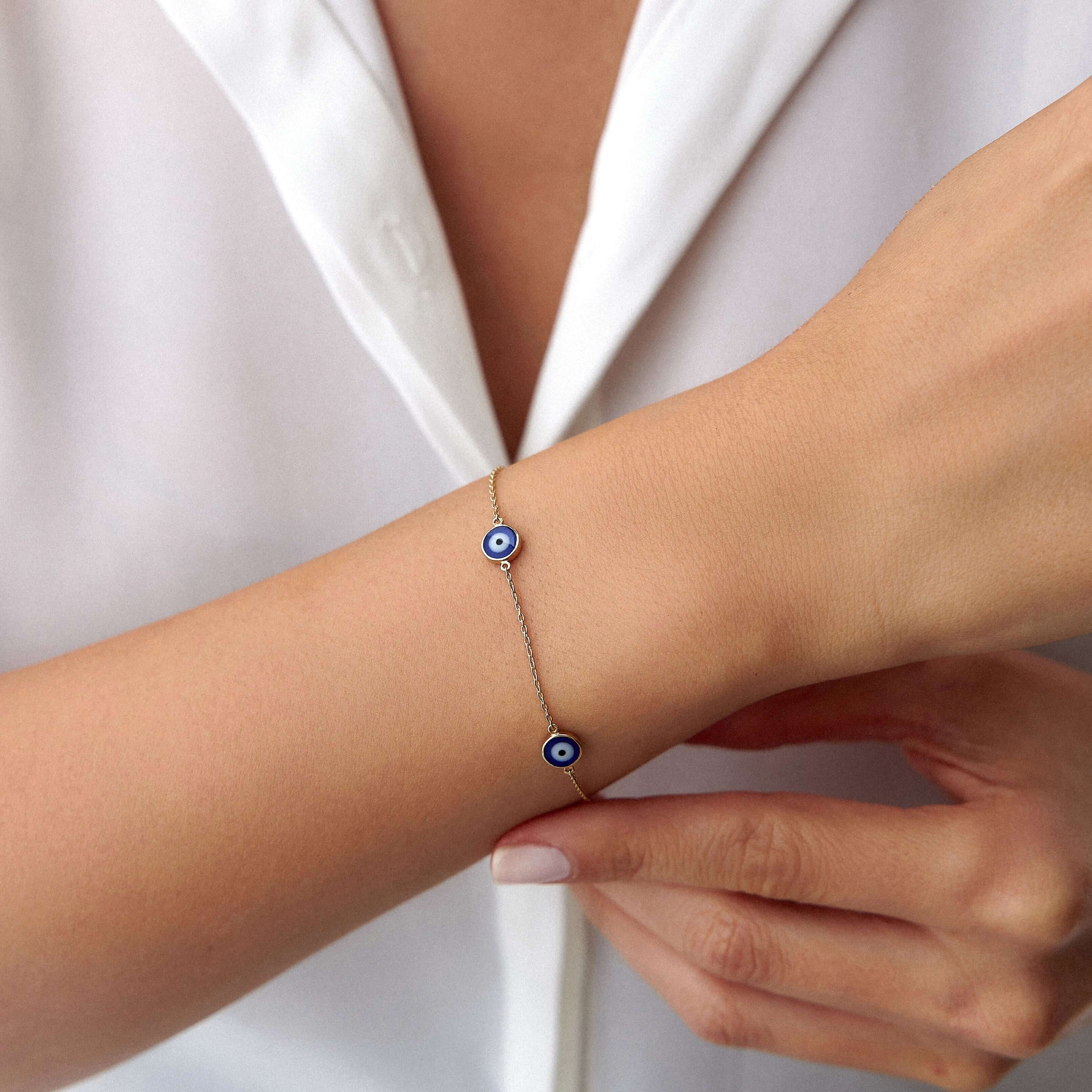 Çift Taraflı Koyu Mavi Göz Bileklik