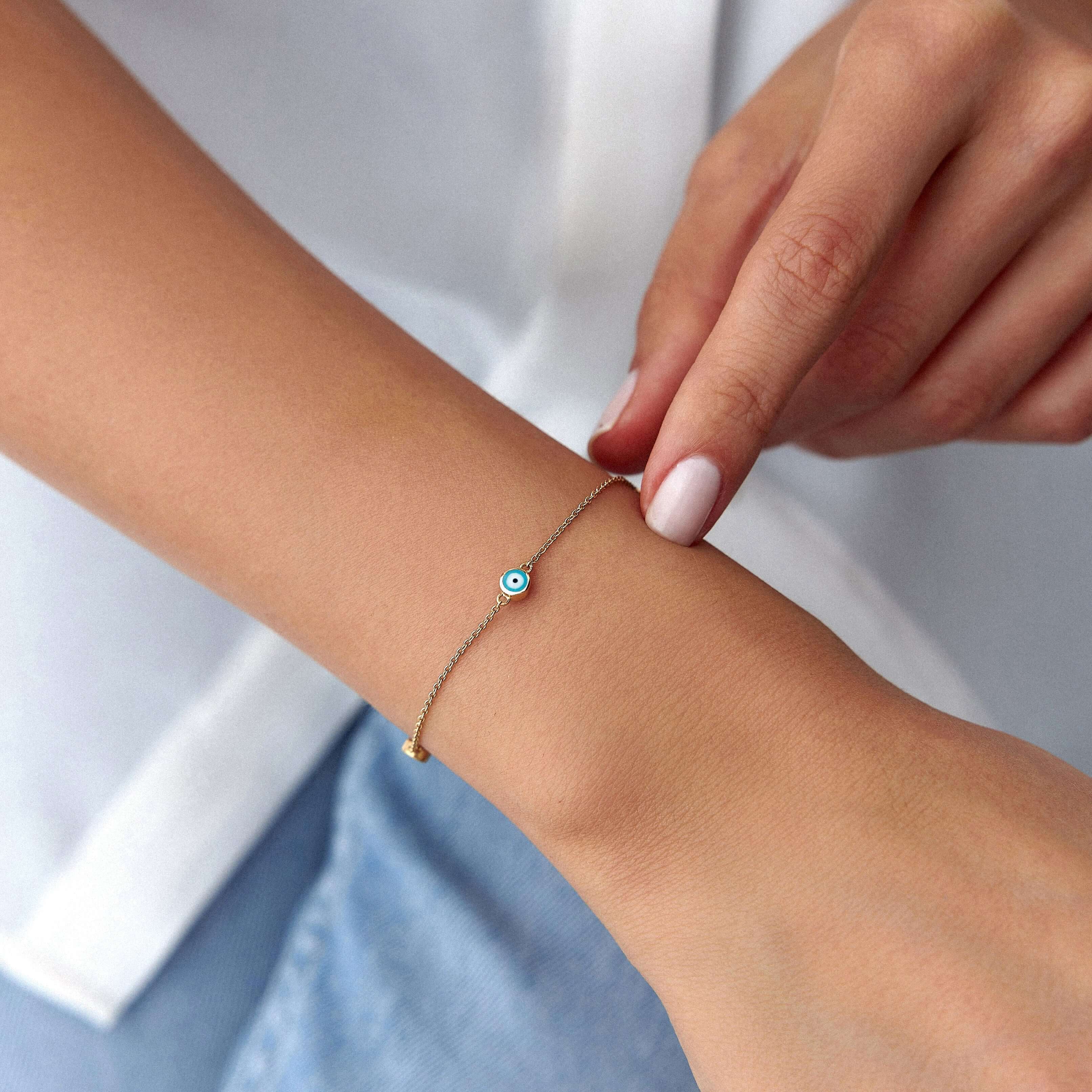 Çift Taraflı Okyanus Mavisi 3 Göz Bileklik