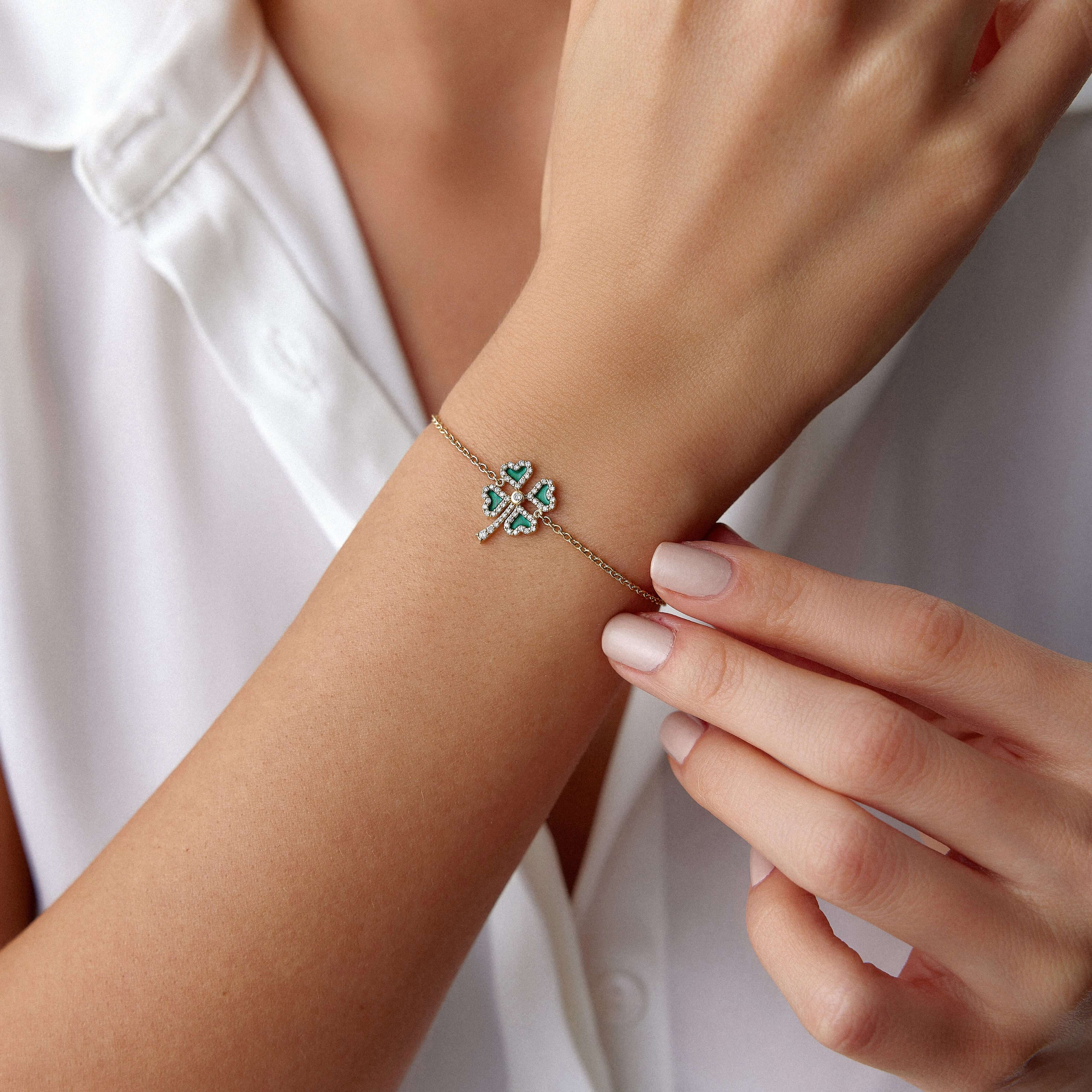 Pırlanta Dört Yapraklı Yonca Bileklik / Hami Fortune Collection