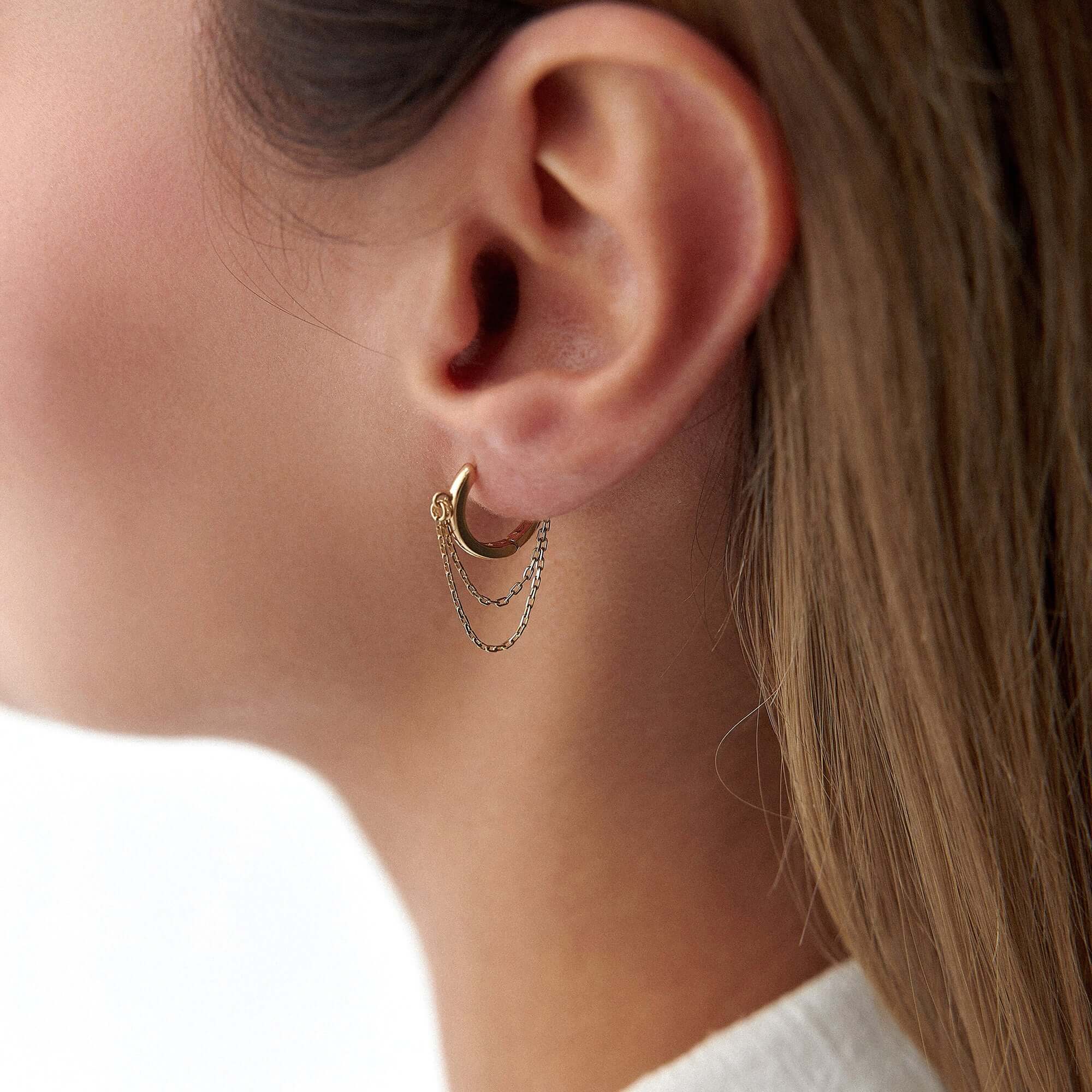 Çift Zincirli Halka Küpe