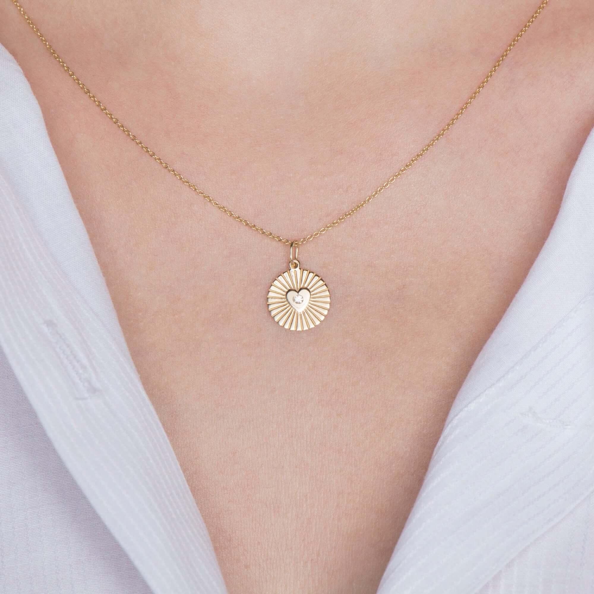 Minimal Pırlanta Kalp Kolye Ucu