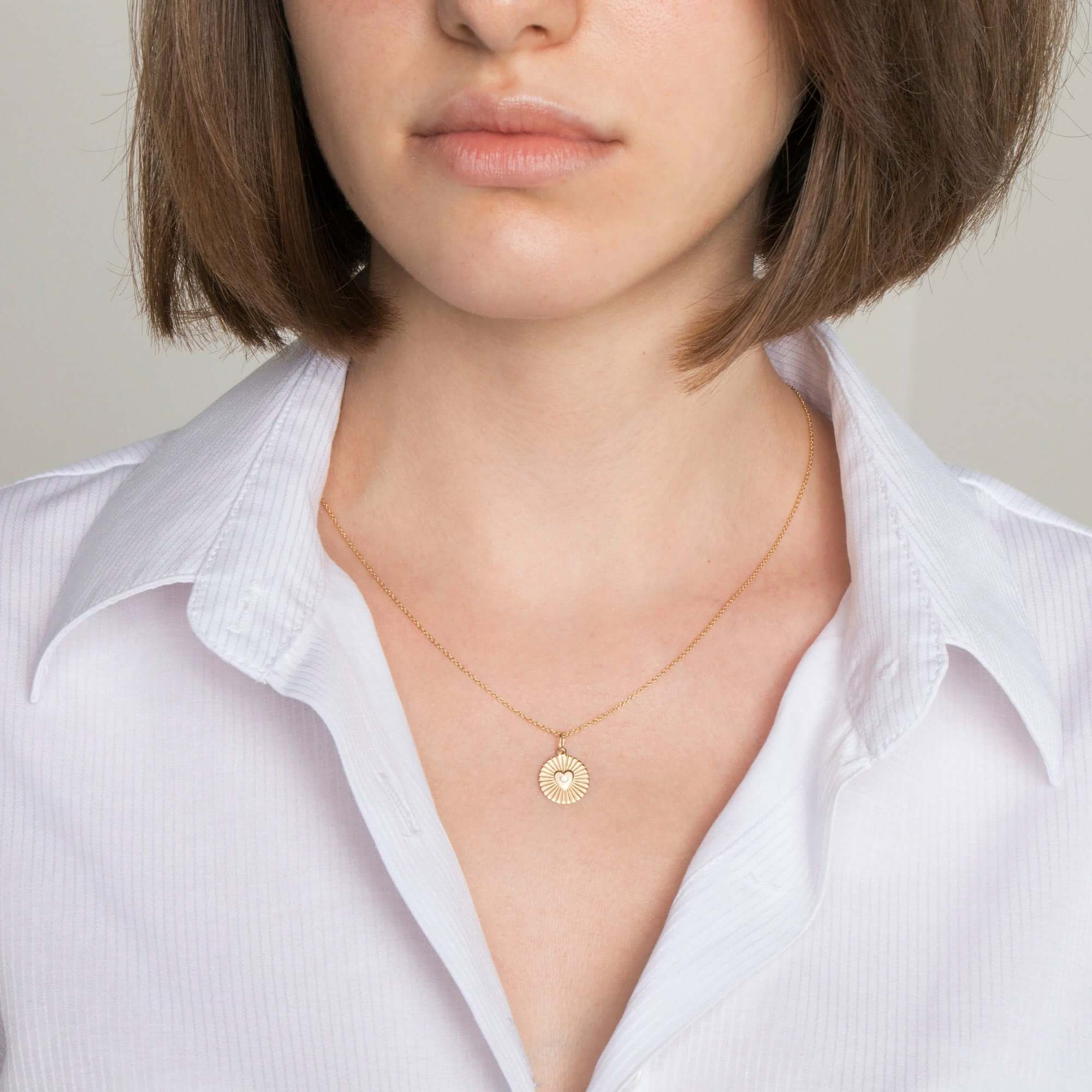 Minimal Pırlanta Kalp Kolye Ucu