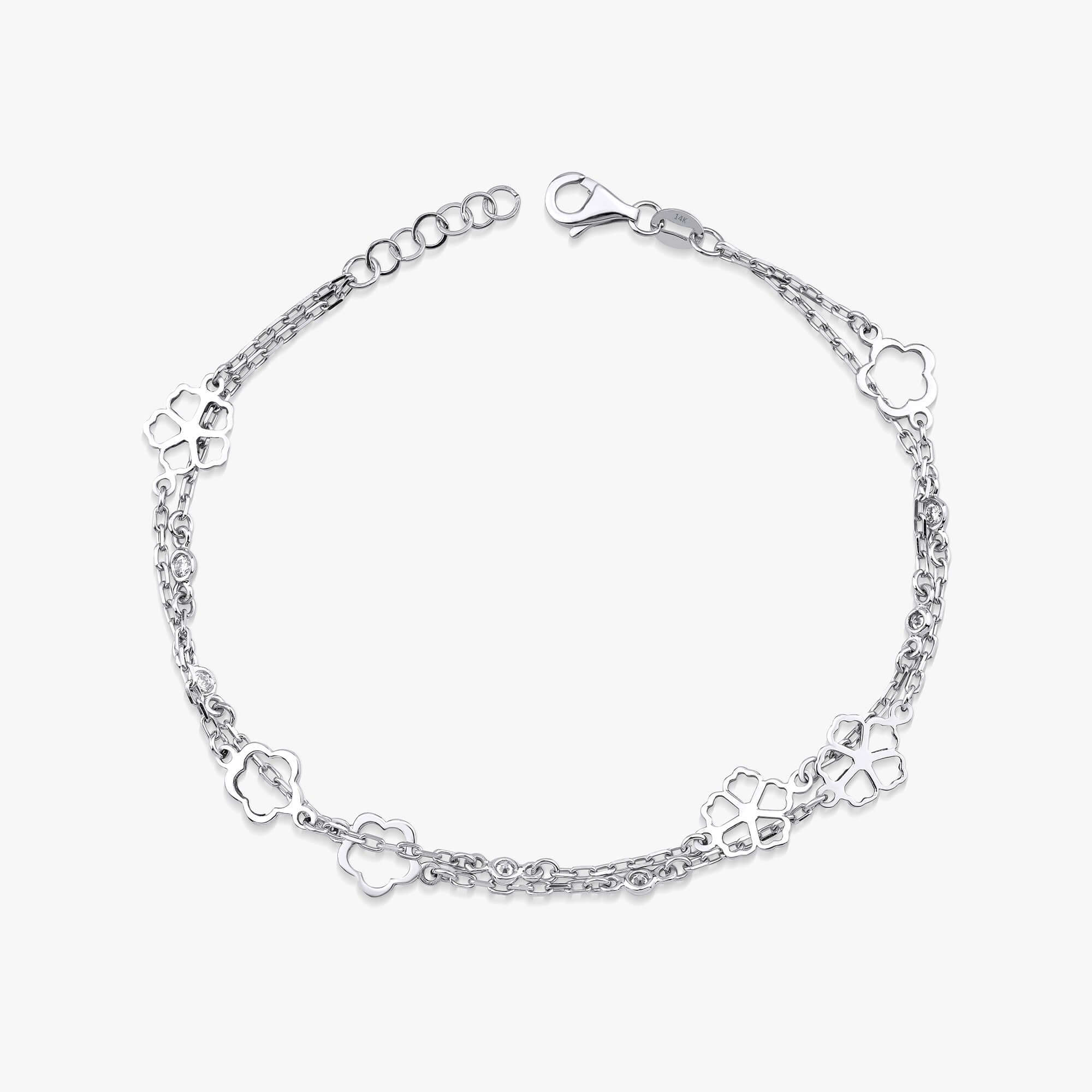 Çift Zincirli Pırlanta Çiçek Bileklik / FLORA DIAMOND