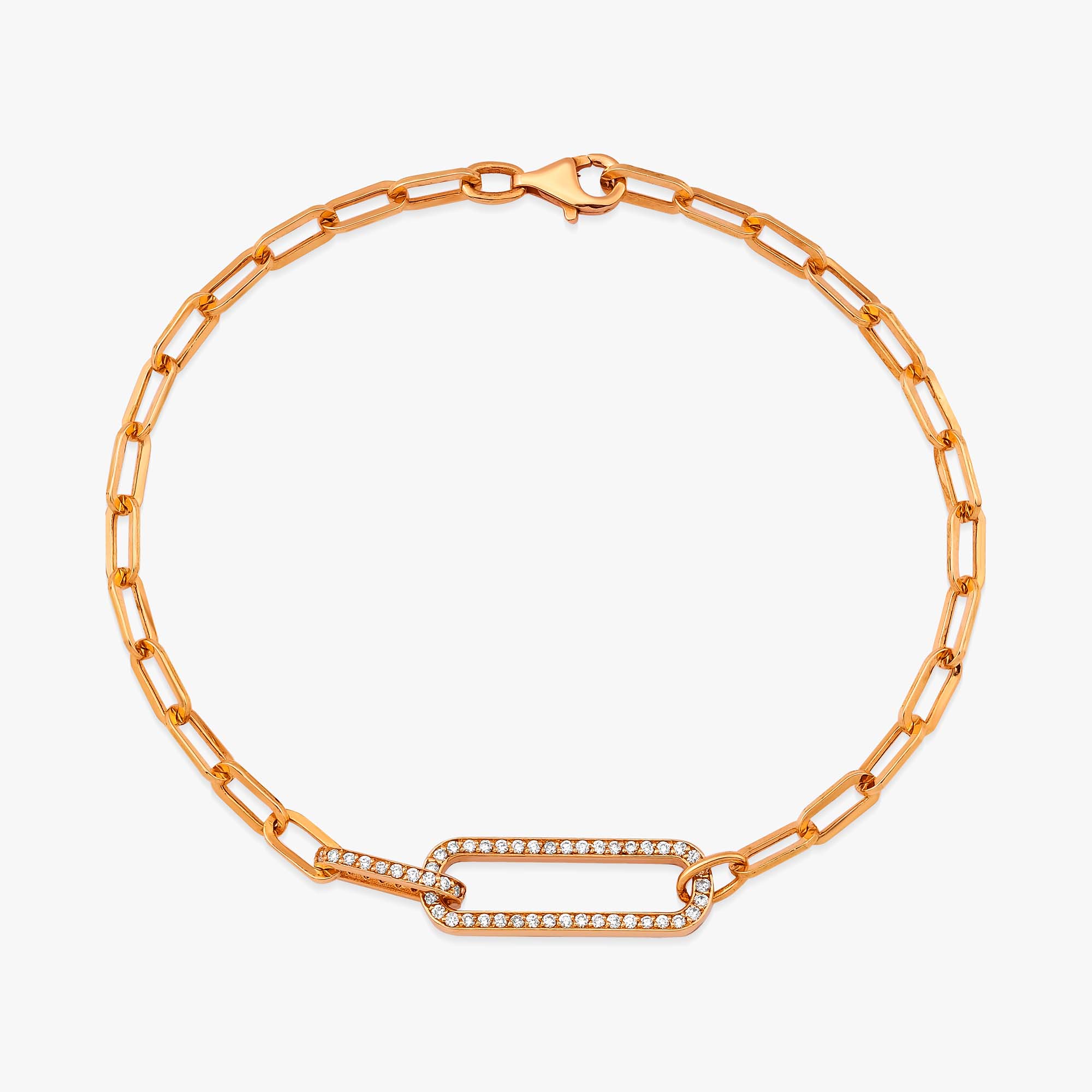 Pırlanta Çift Taraflı Oval Link Bileklik