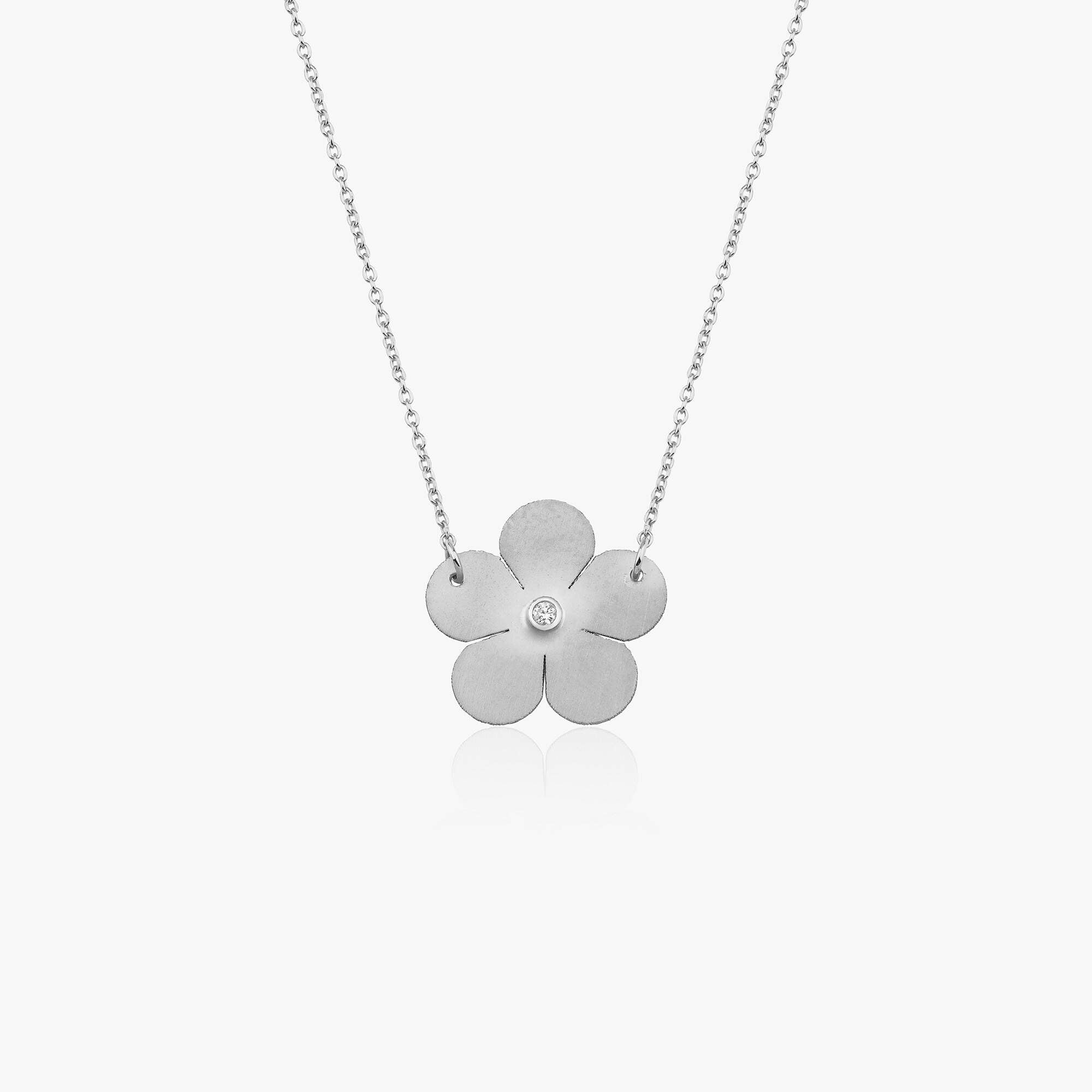Mat Pırlanta Çiçek Kolye / Matte Finish Flower