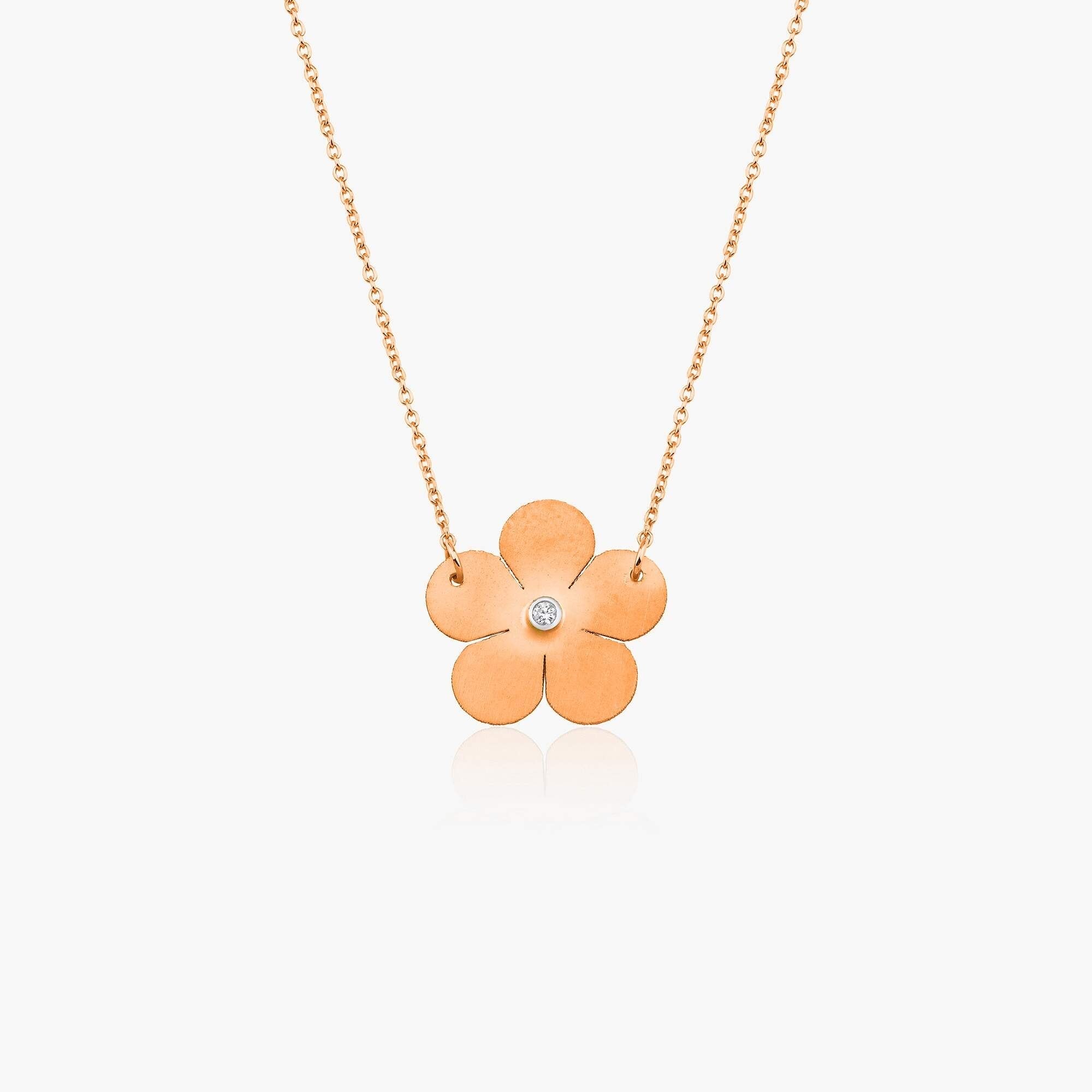 Mat Pırlanta Çiçek Kolye / Matte Finish Flower