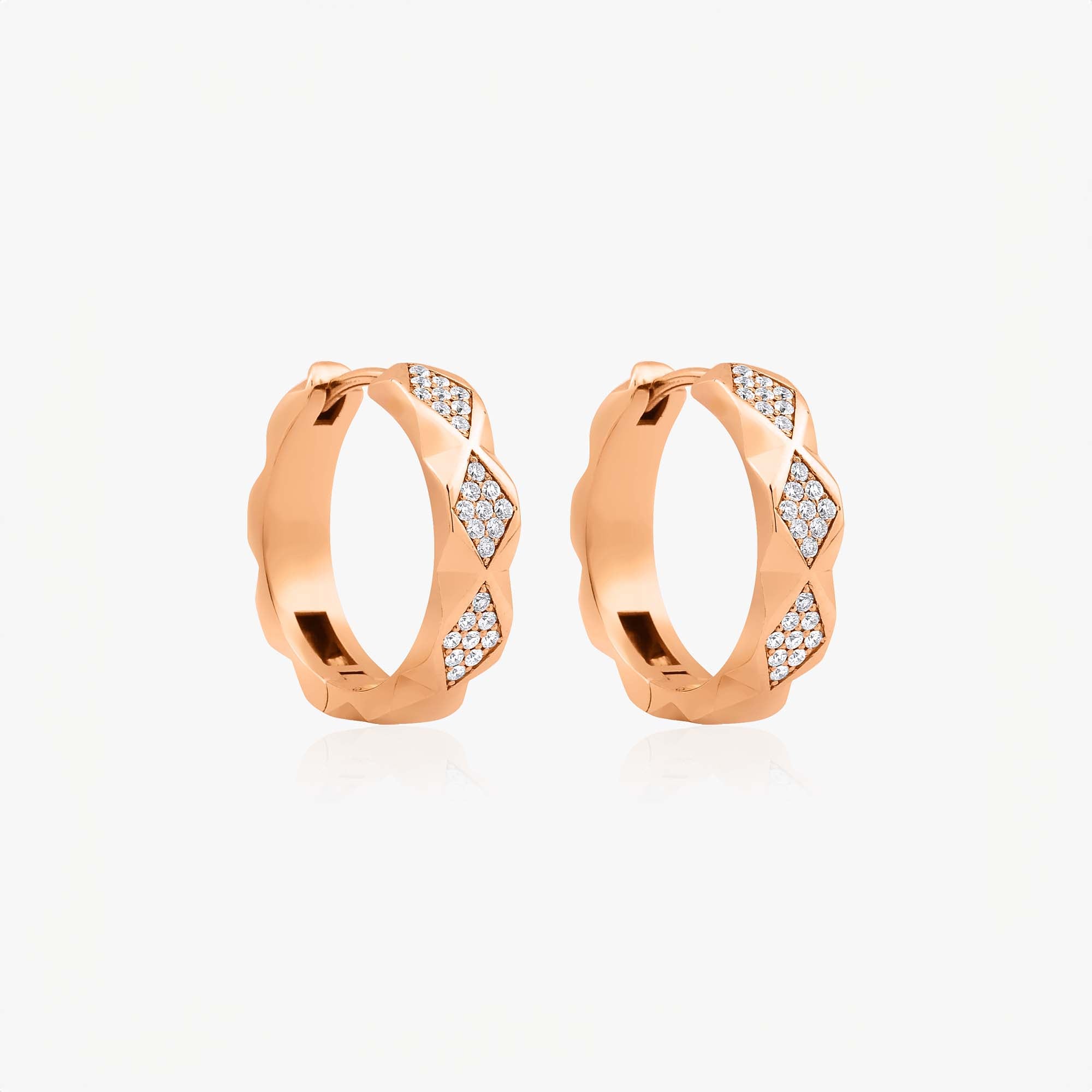 Geometrik Pırlanta Halka Küpe / Geometric Diamond Hoops