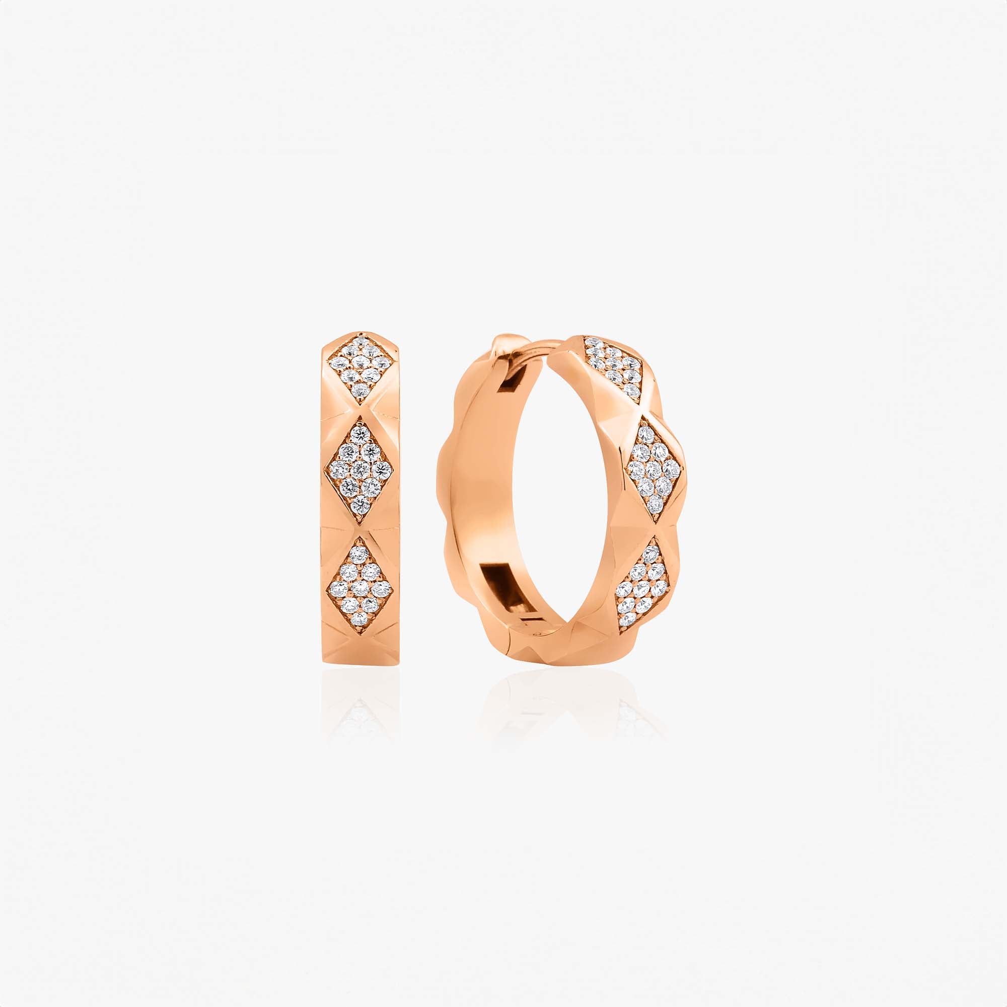 Geometrik Pırlanta Halka Küpe / Geometric Diamond Hoops