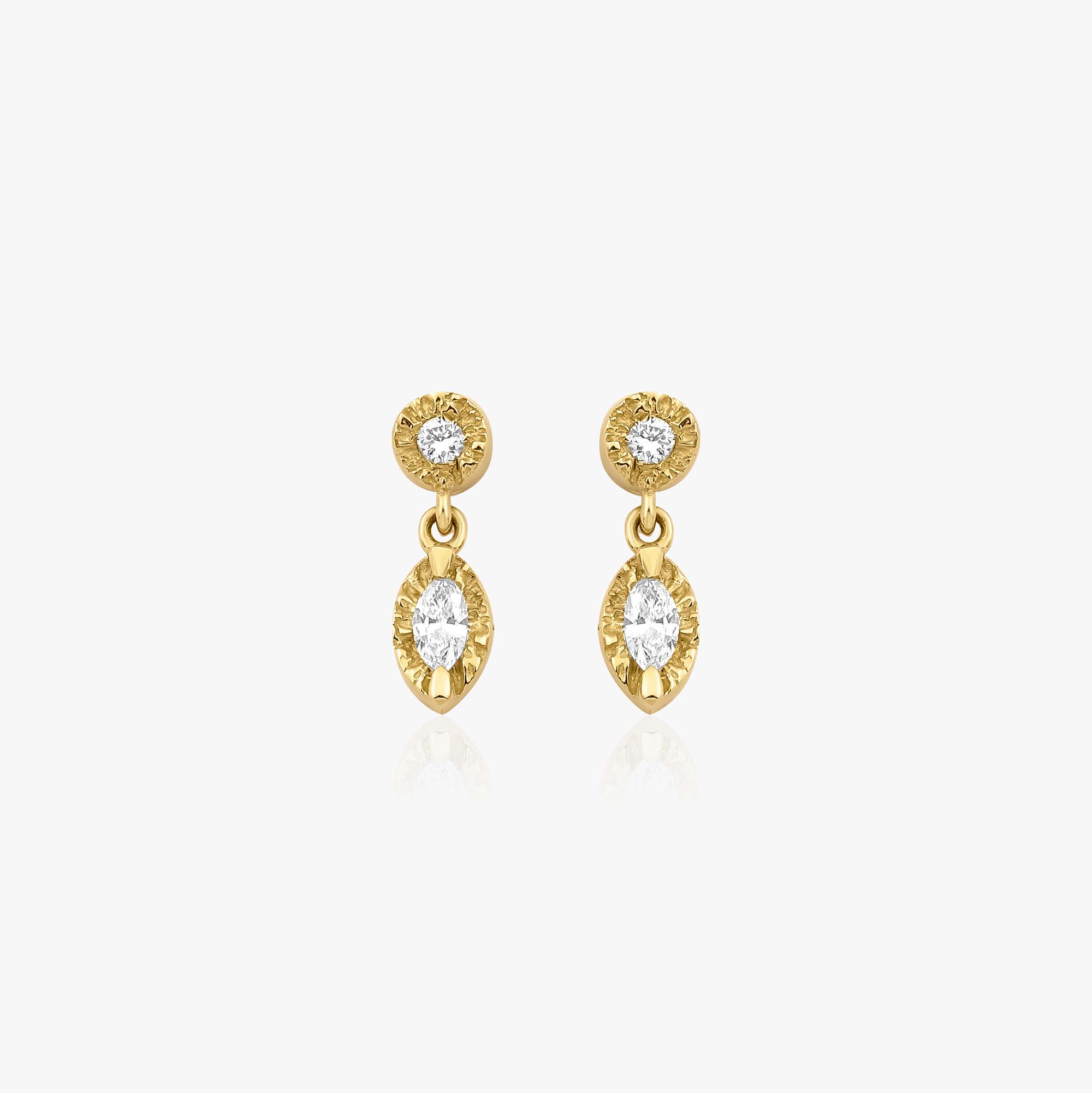 Markiz Pırlanta Spike Stud Küpe / Mini Marquise Spike Studs