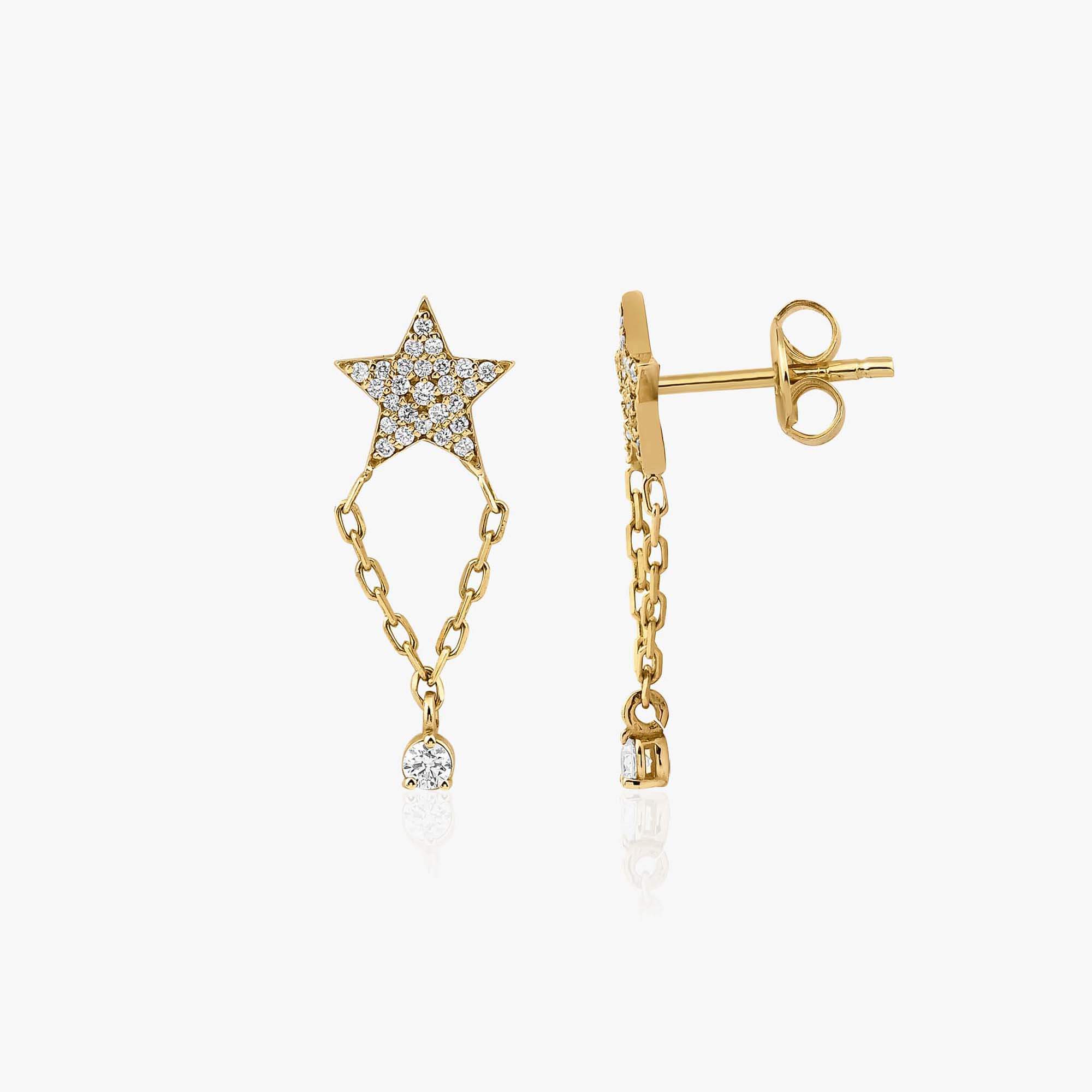 Pırlanta Yıldız Tutulması Stud Küpe / Holding A Star Studs