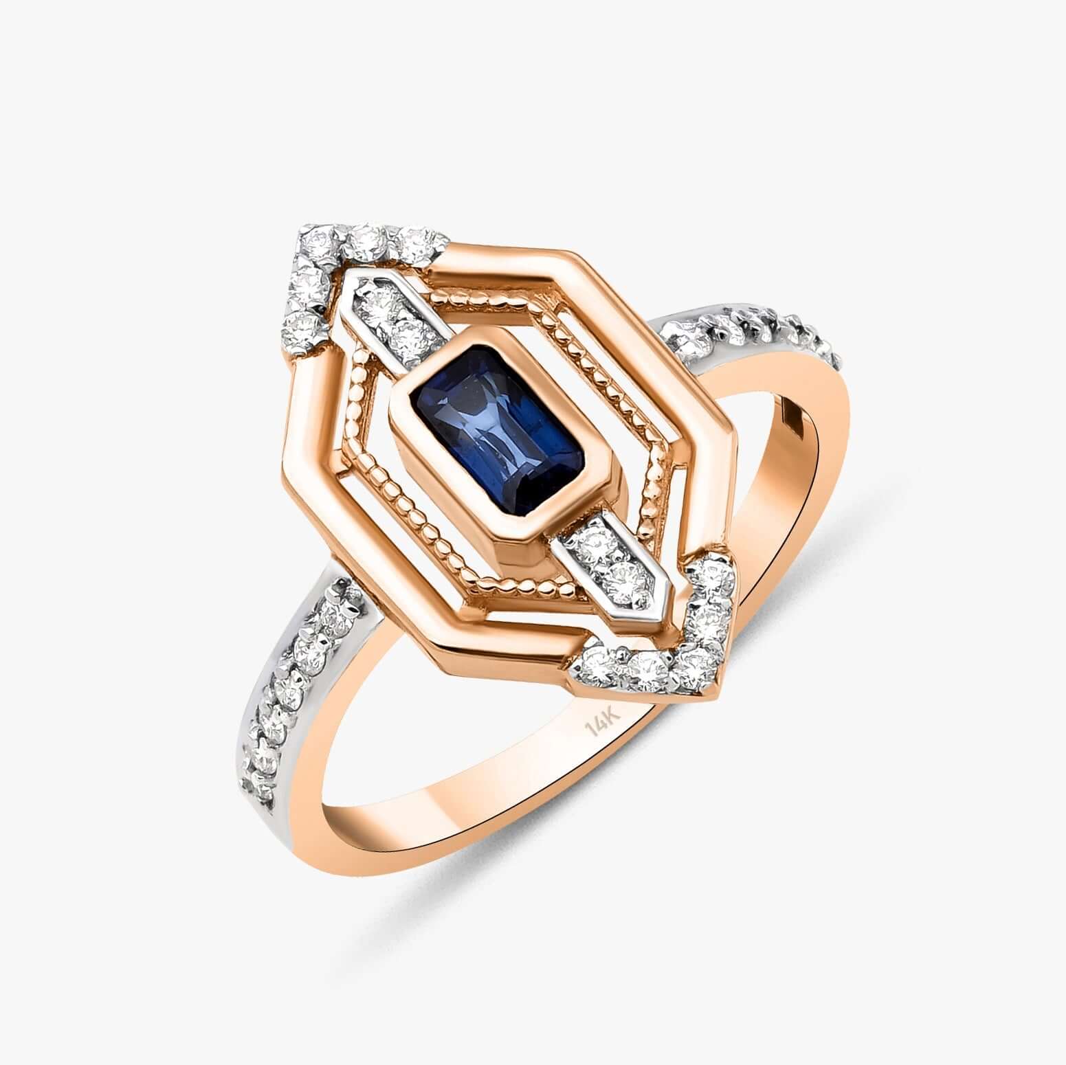 Modern Safir ve Pırlanta Yüzük