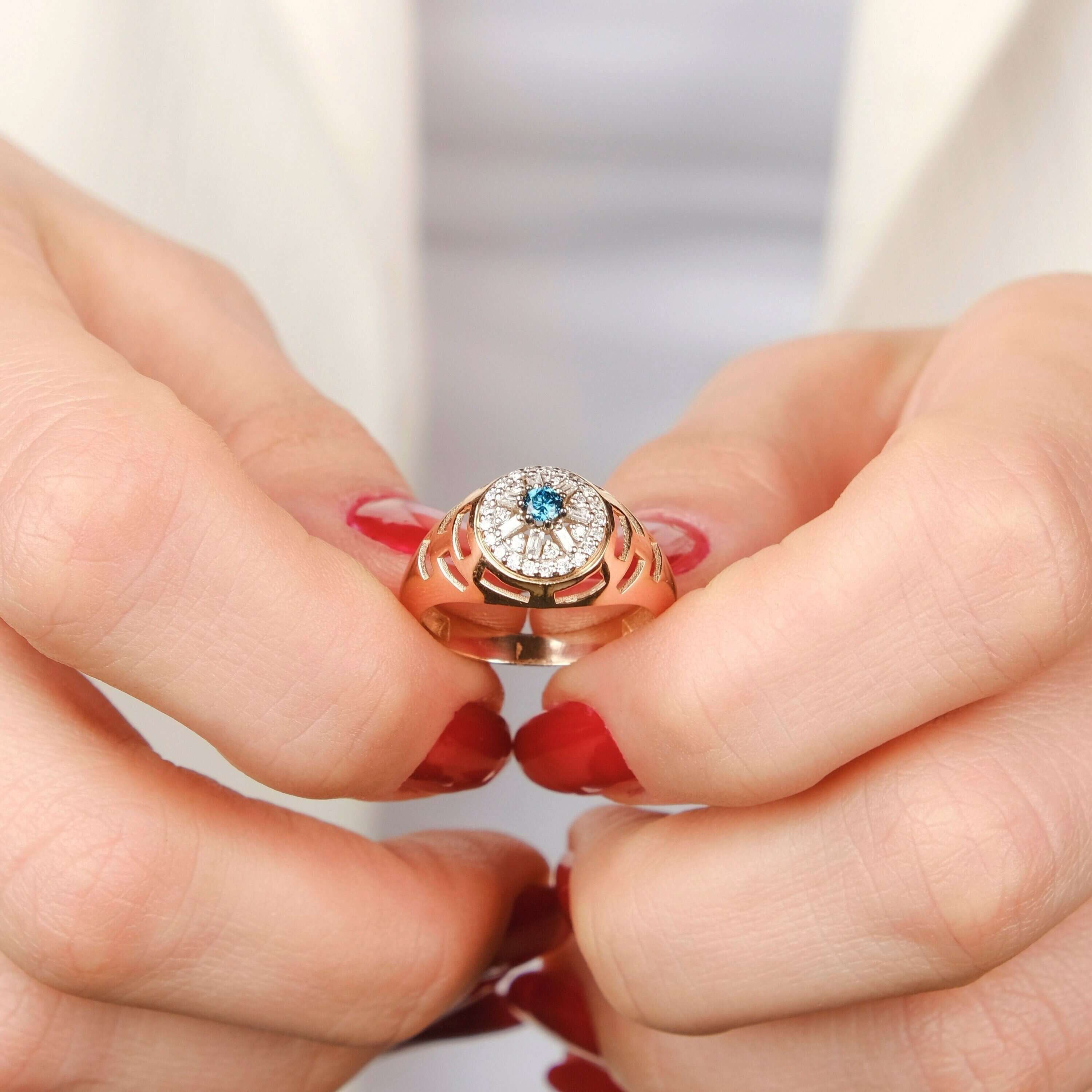 Kış Güneşi Mavi Pırlanta Yüzük / Winter Sun