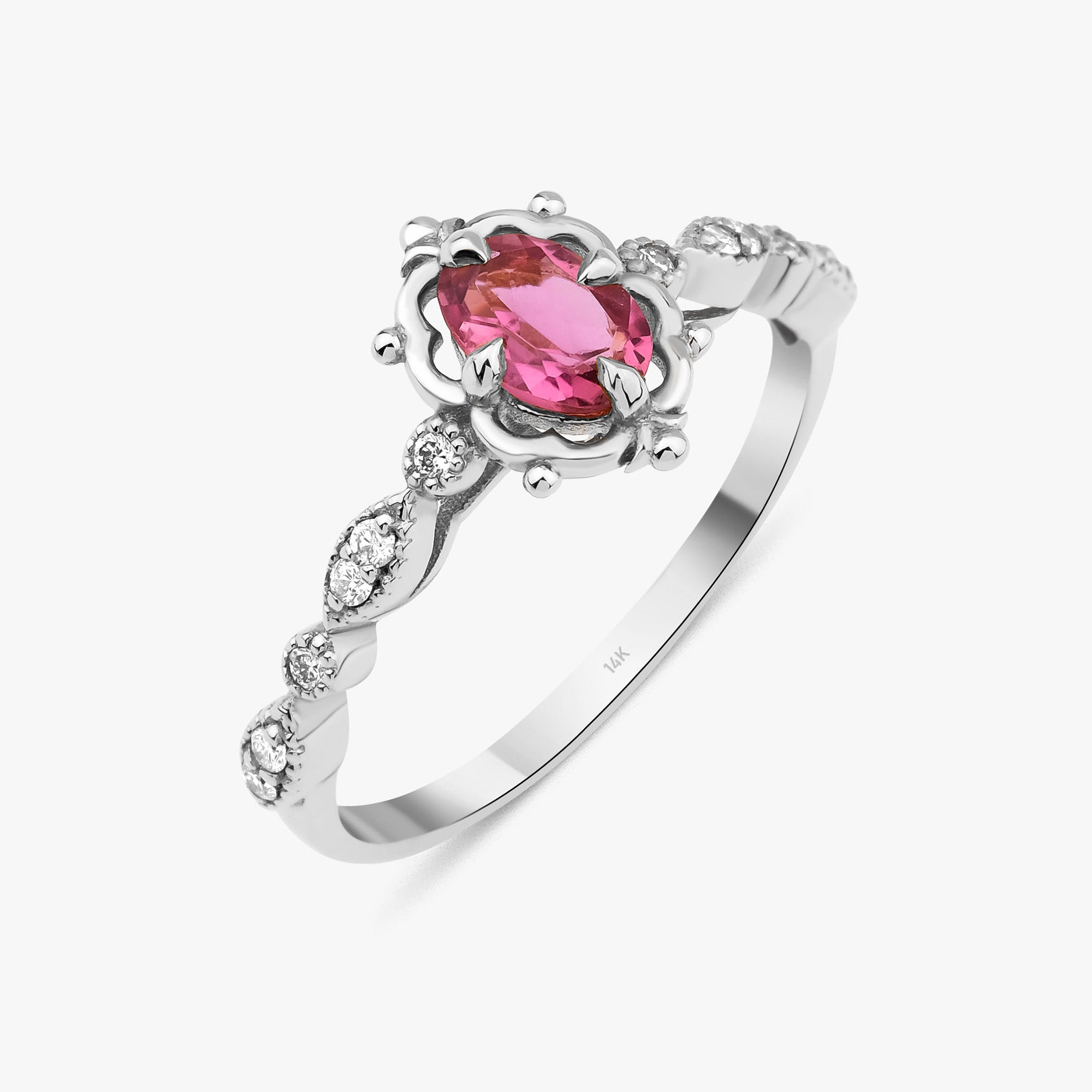 Pembe Turmalin ve Pırlanta Vintage Yüzük