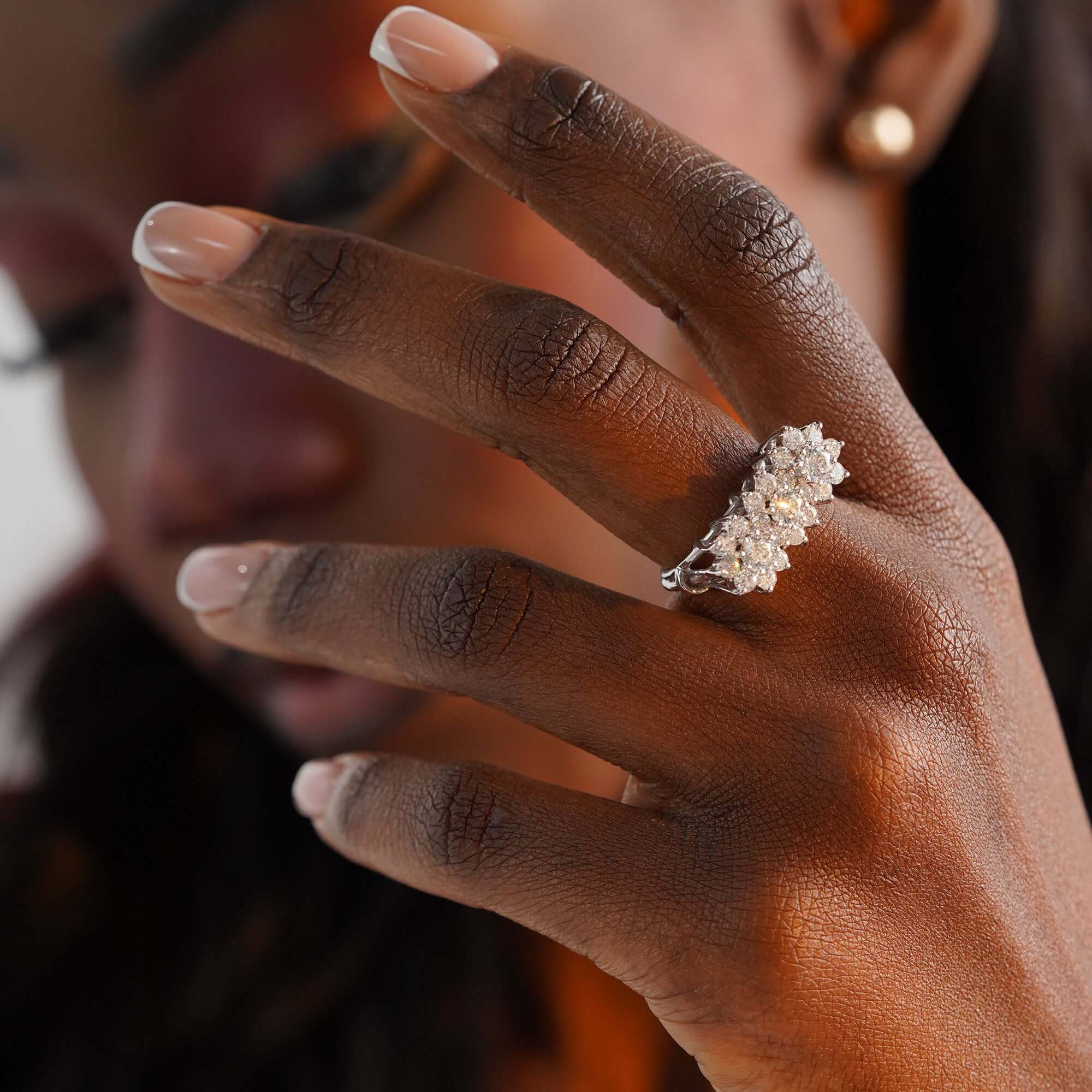 Büyük Üçlü Pırlanta Çiçek Yüzük