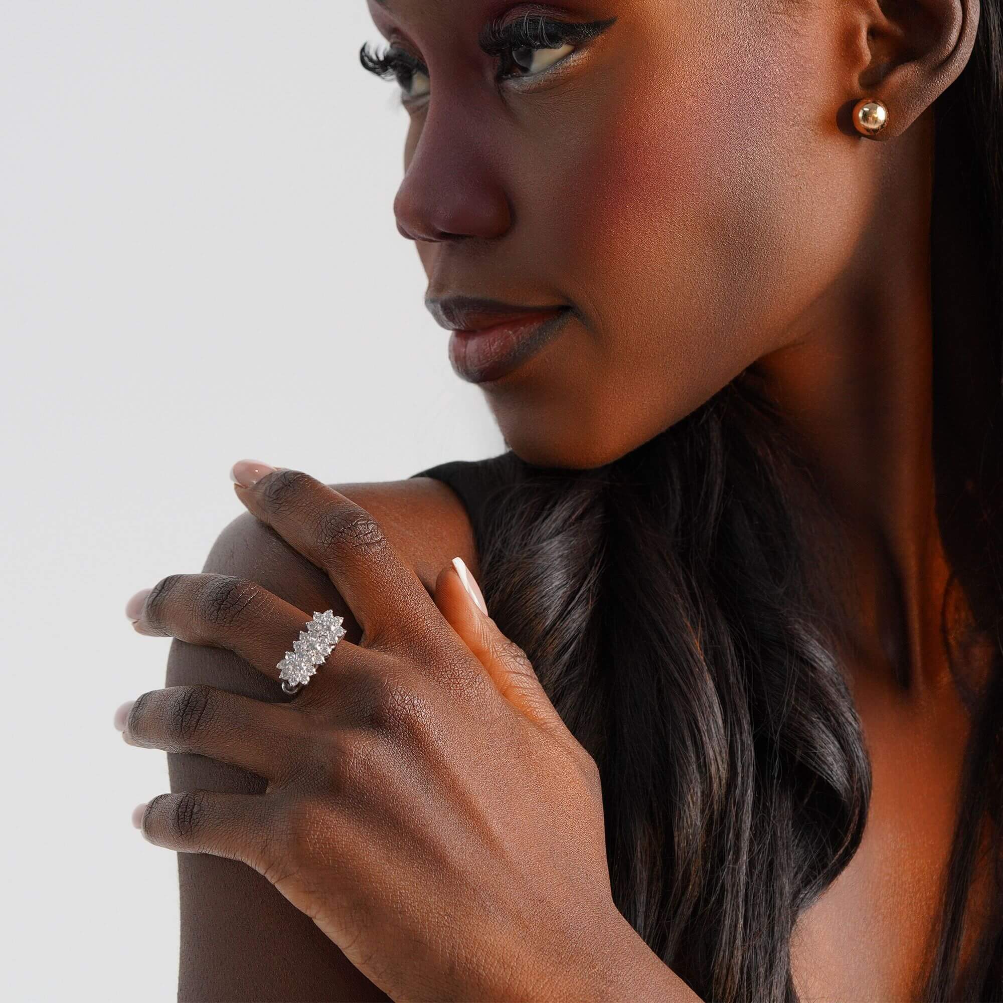 Büyük Üçlü Pırlanta Çiçek Yüzük