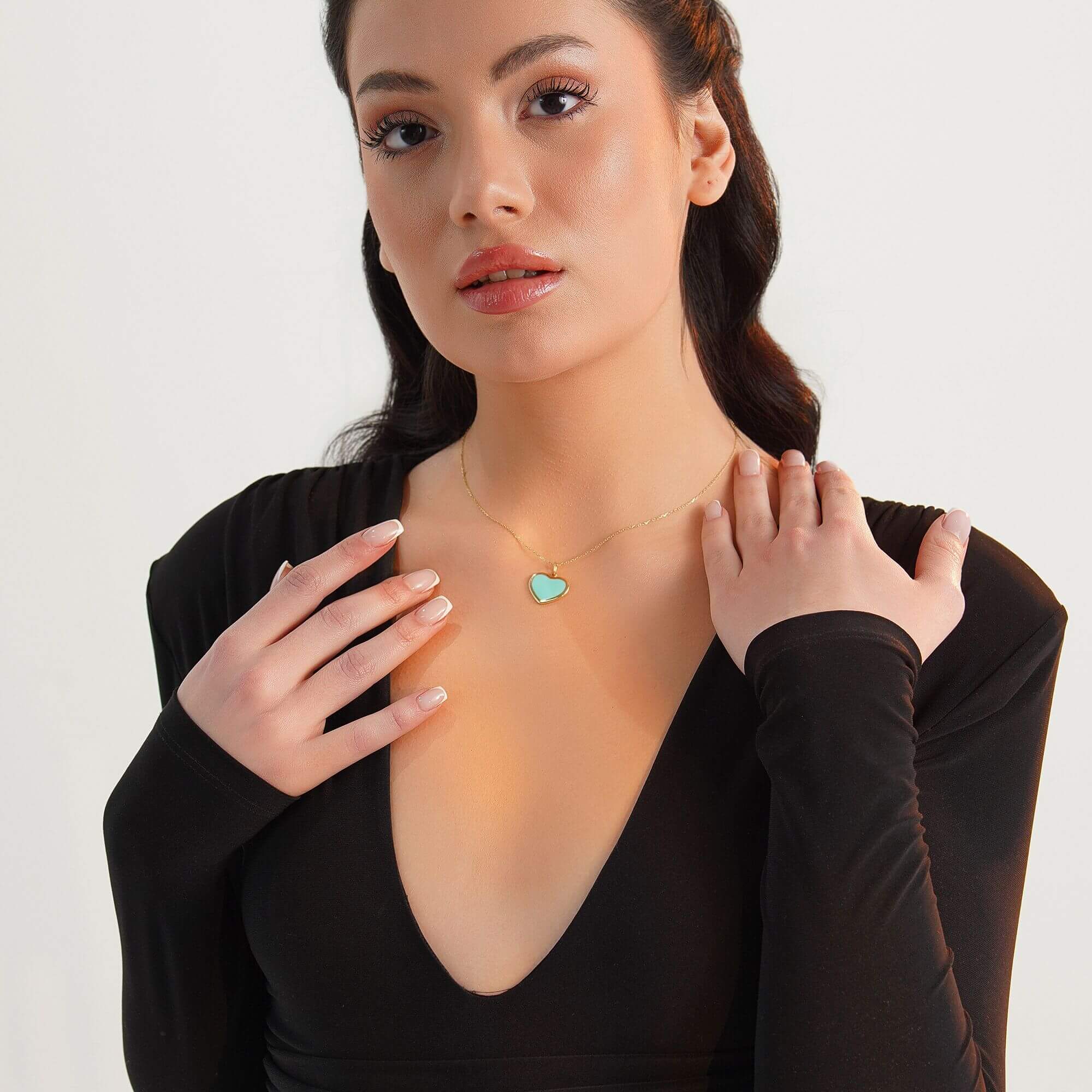 Büyük Turkuaz Kalp Kolye Ucu